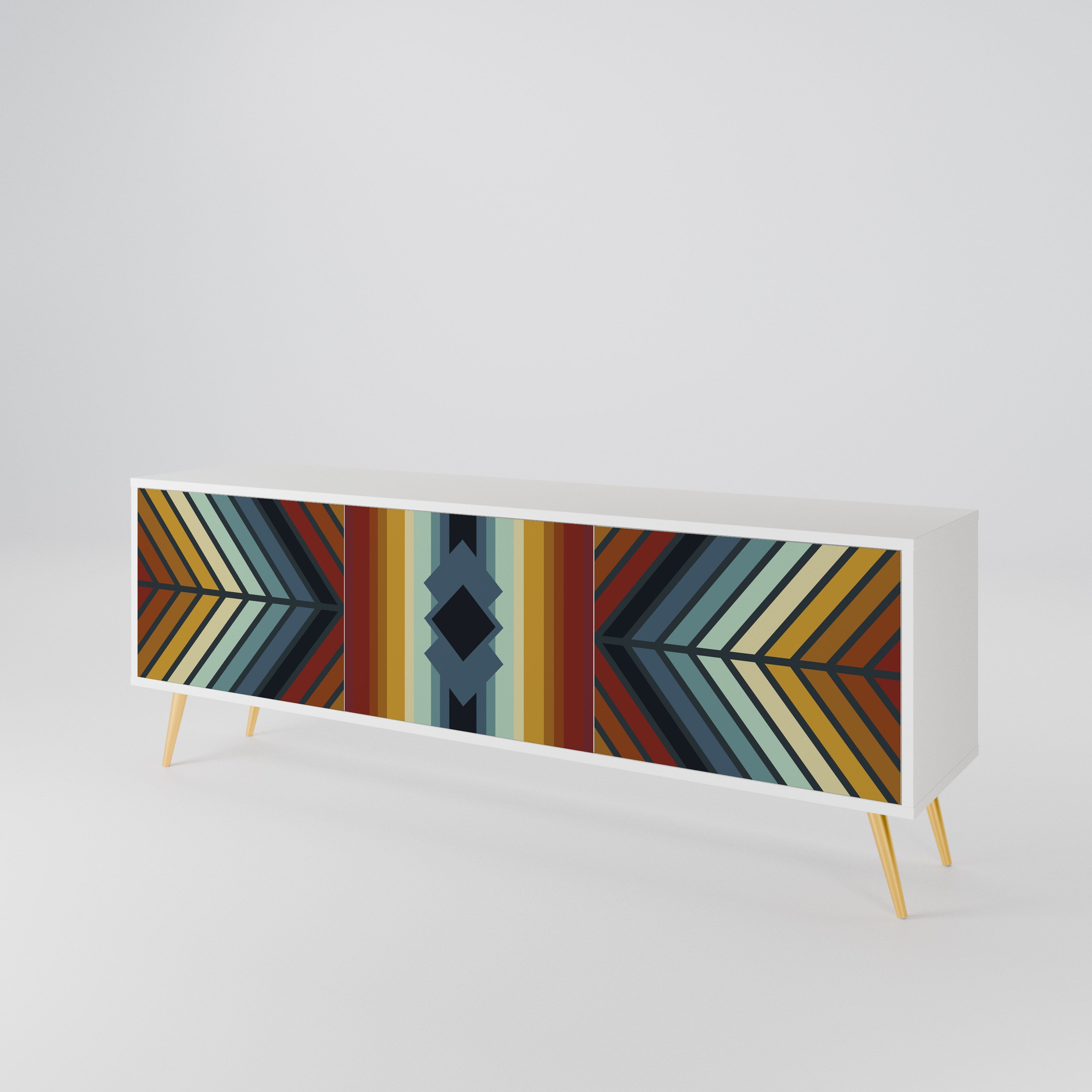 INDIGENOUS ZIGZAG Třídveřový TV stolek