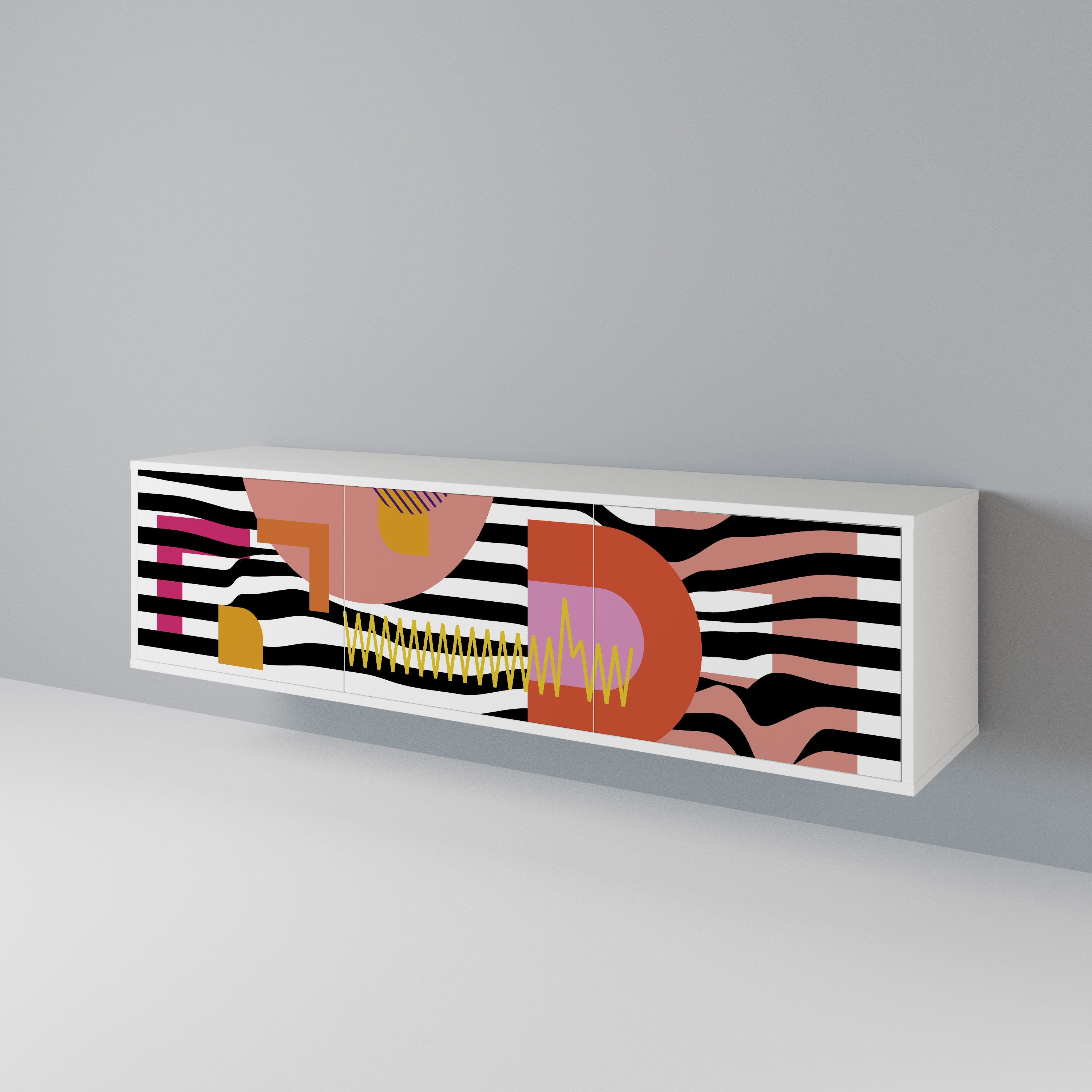 CHROMATIC ABSTRACT Třídveřový TV stolek