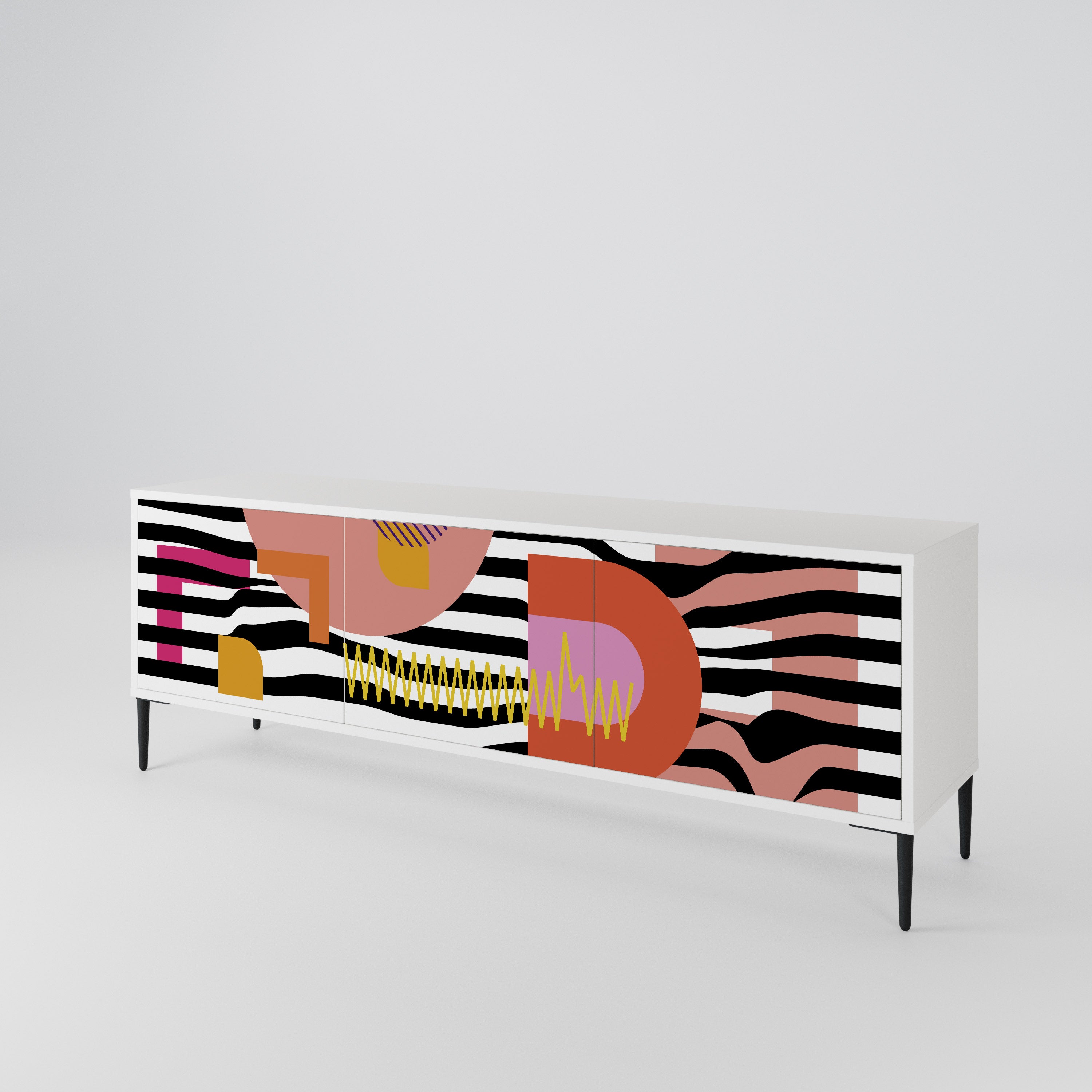 CHROMATIC ABSTRACT Třídveřový TV stolek