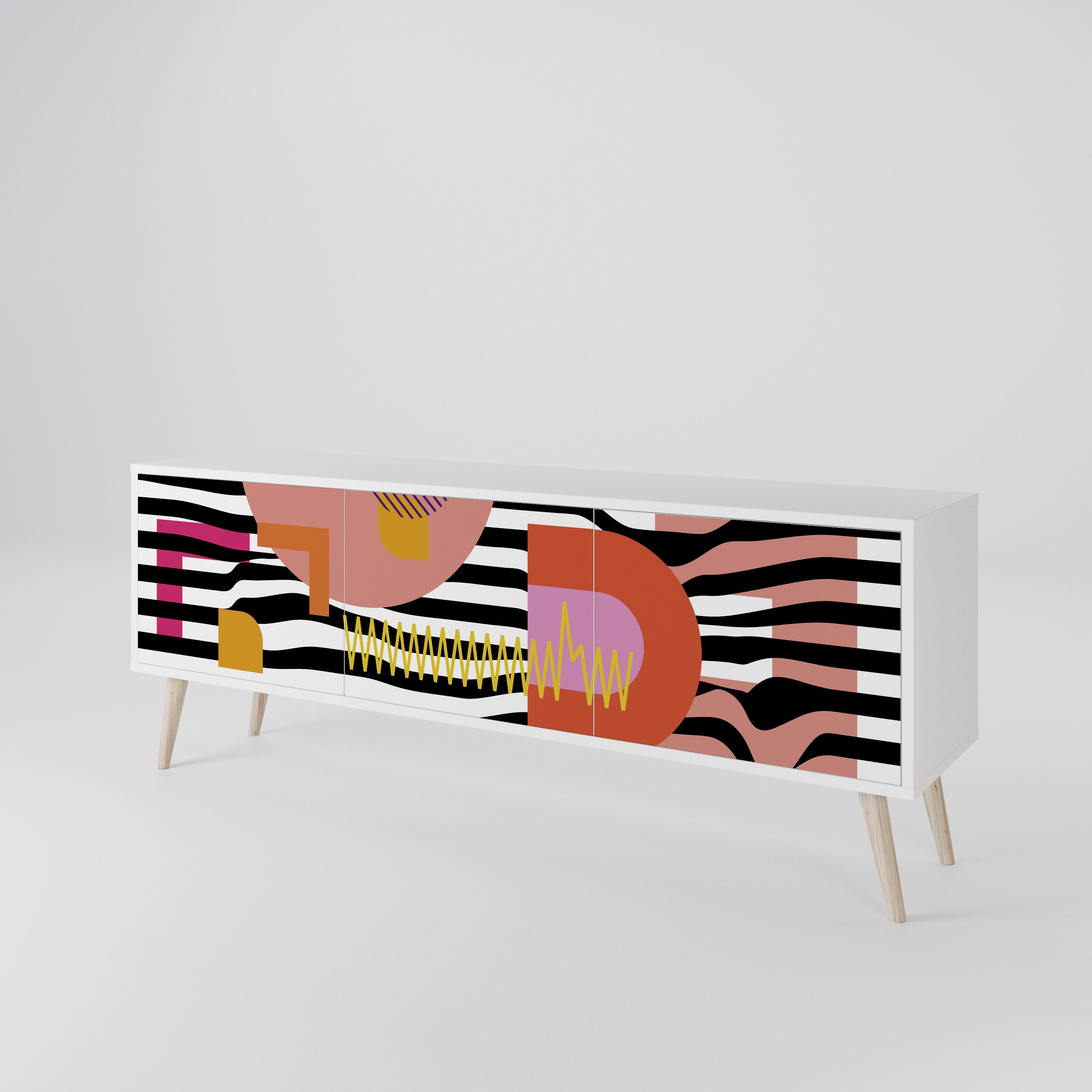 CHROMATIC ABSTRACT Třídveřový TV stolek