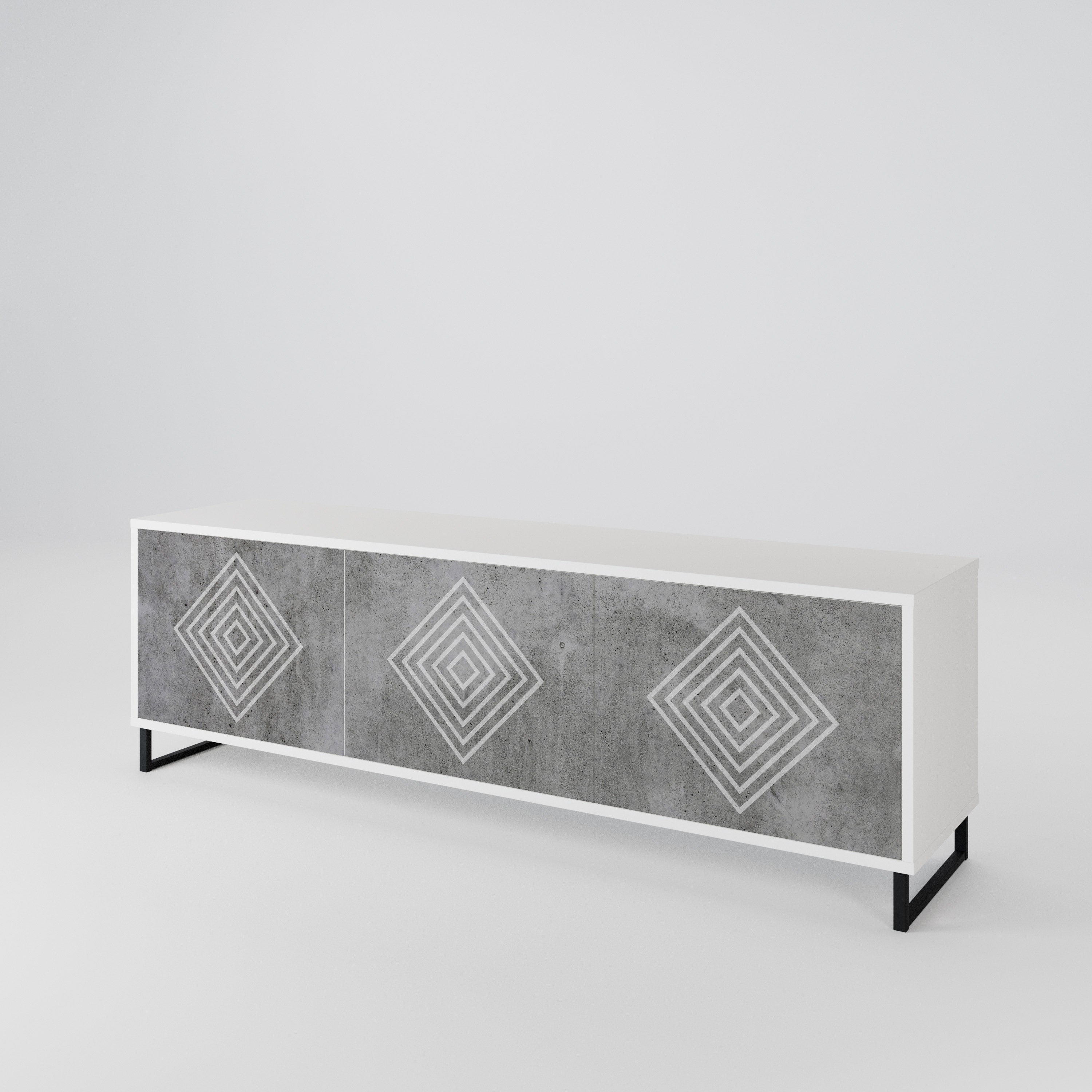 POLYGONAL ARTISTRY Třídveřový TV stolek
