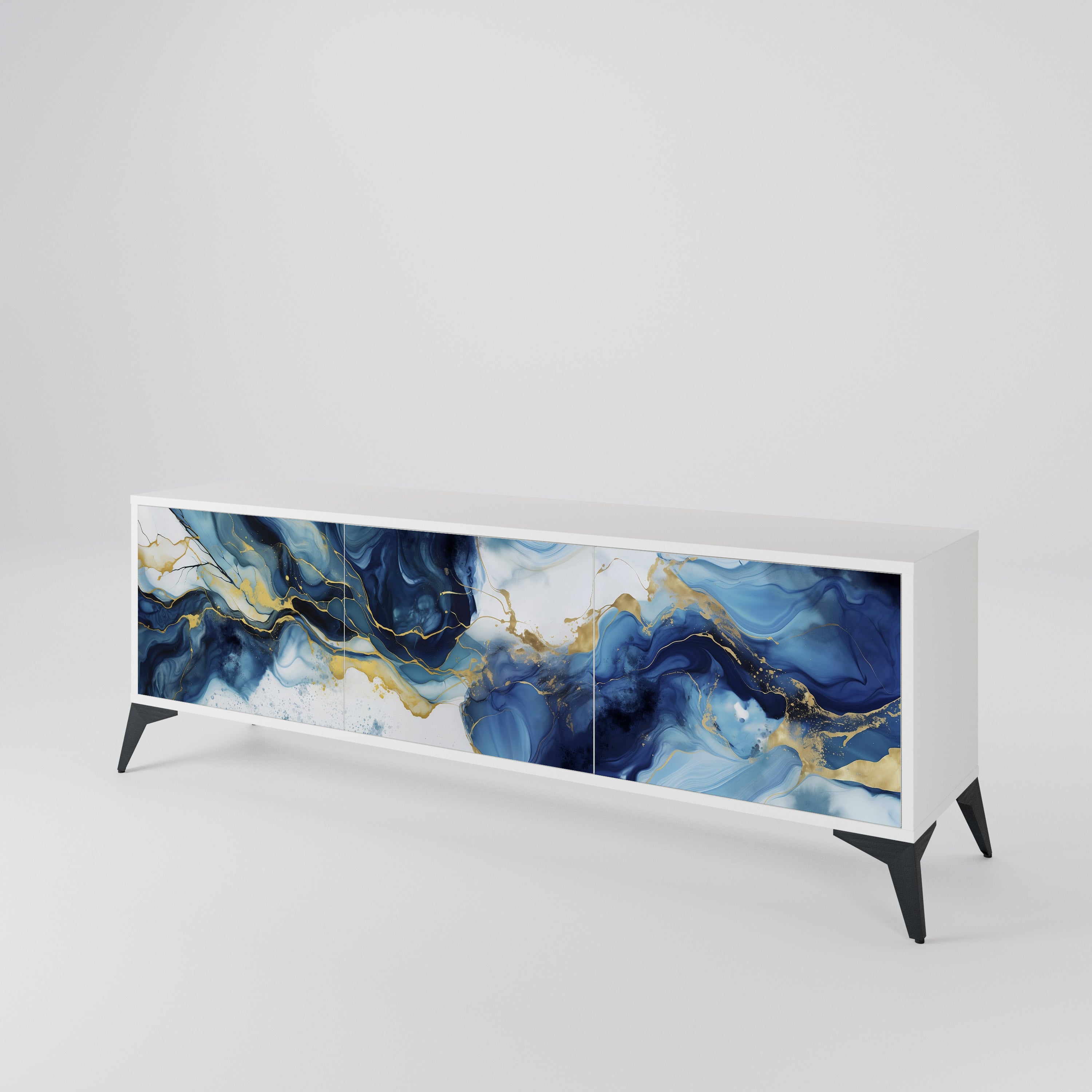 INKY MARBLE Třídveřový TV stolek