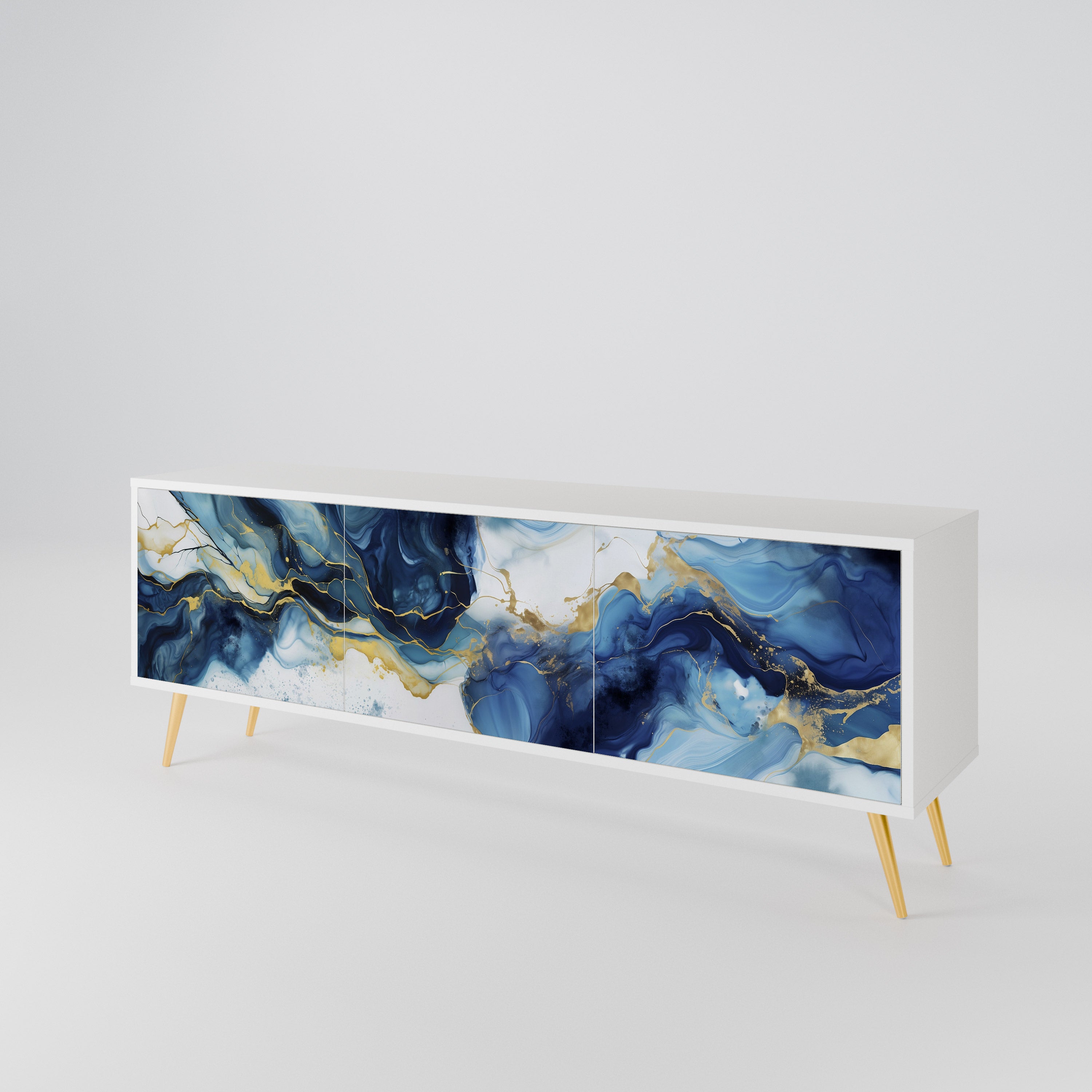 INKY MARBLE Třídveřový TV stolek
