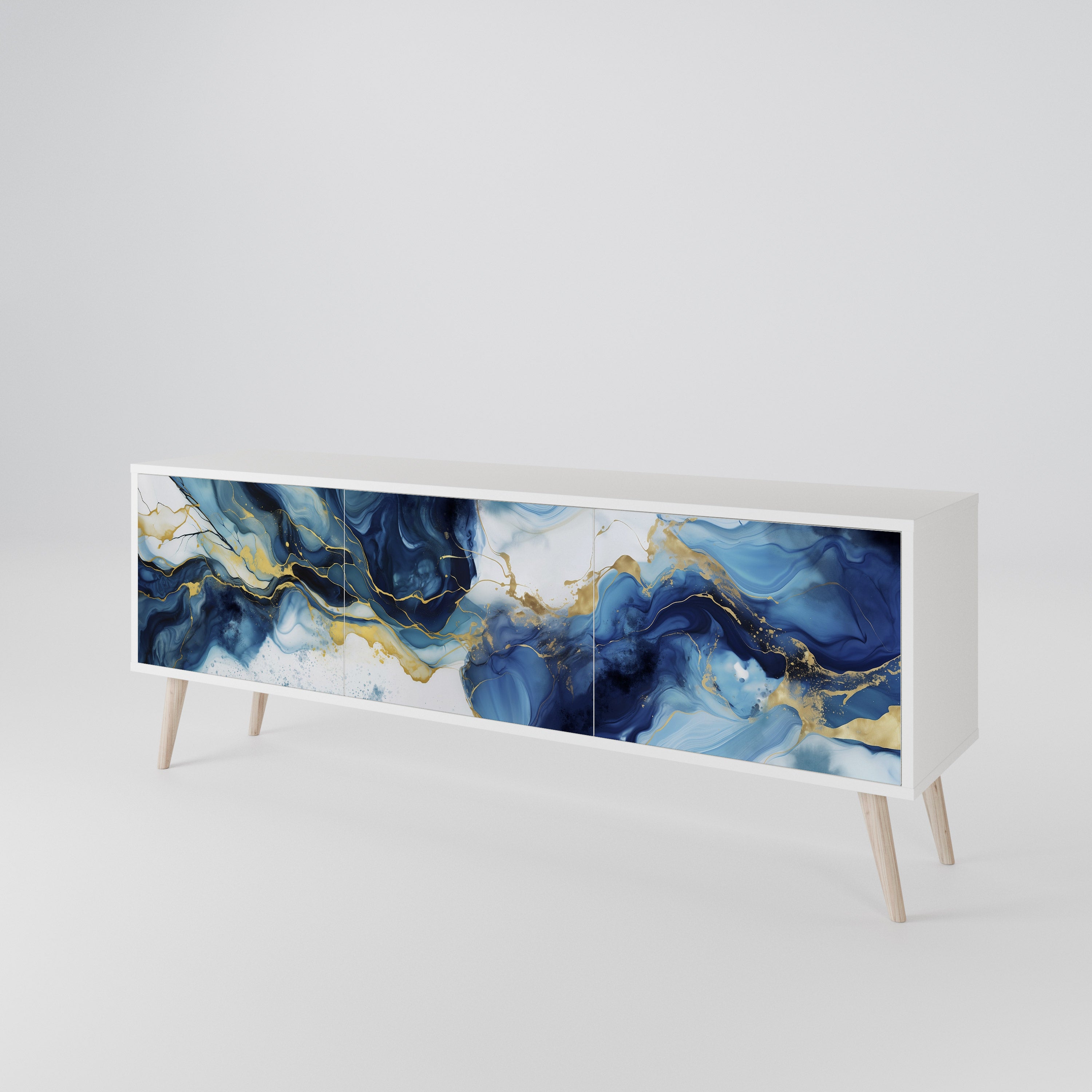 INKY MARBLE Třídveřový TV stolek