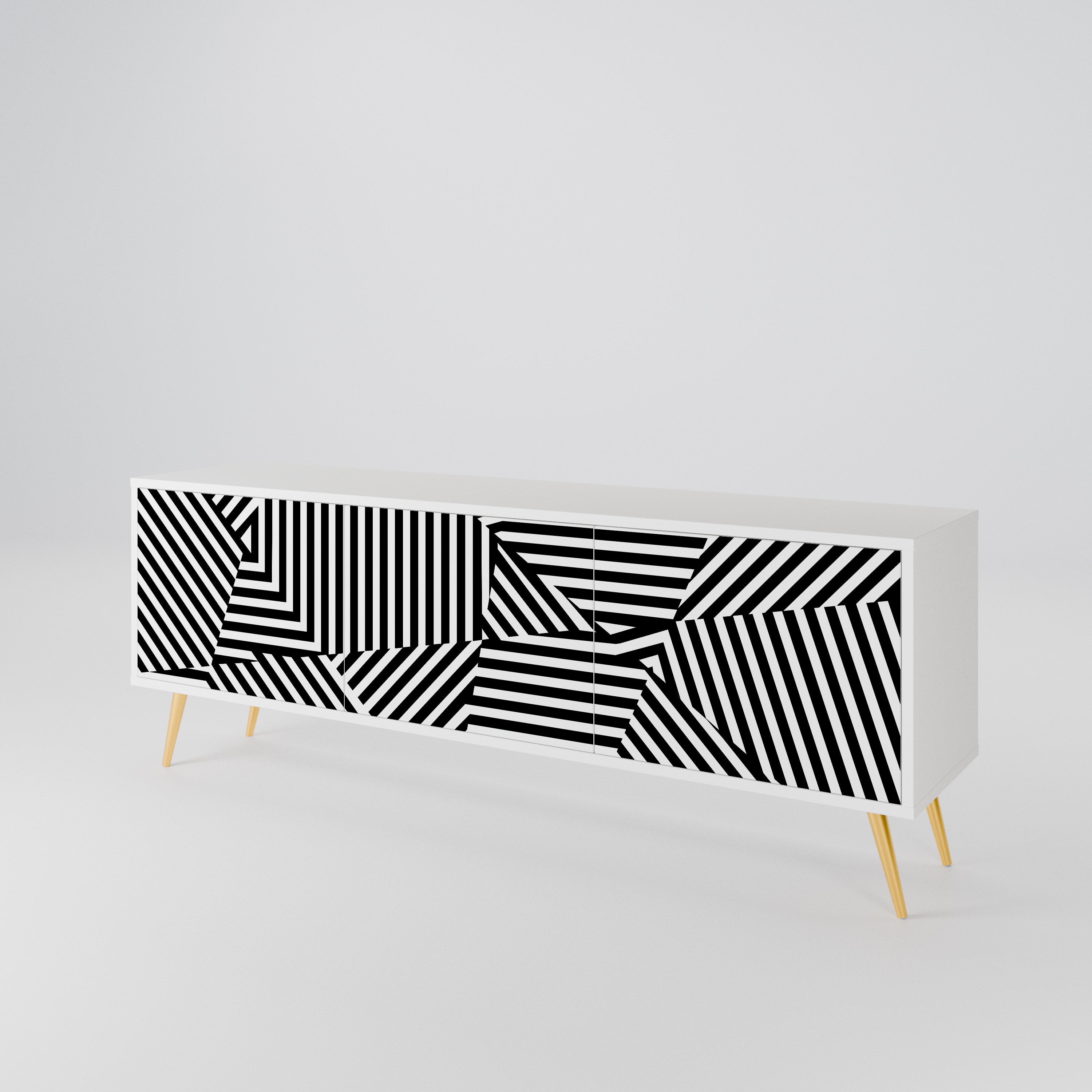 ILLUSIONARY LATTICE Třídveřový TV stolek