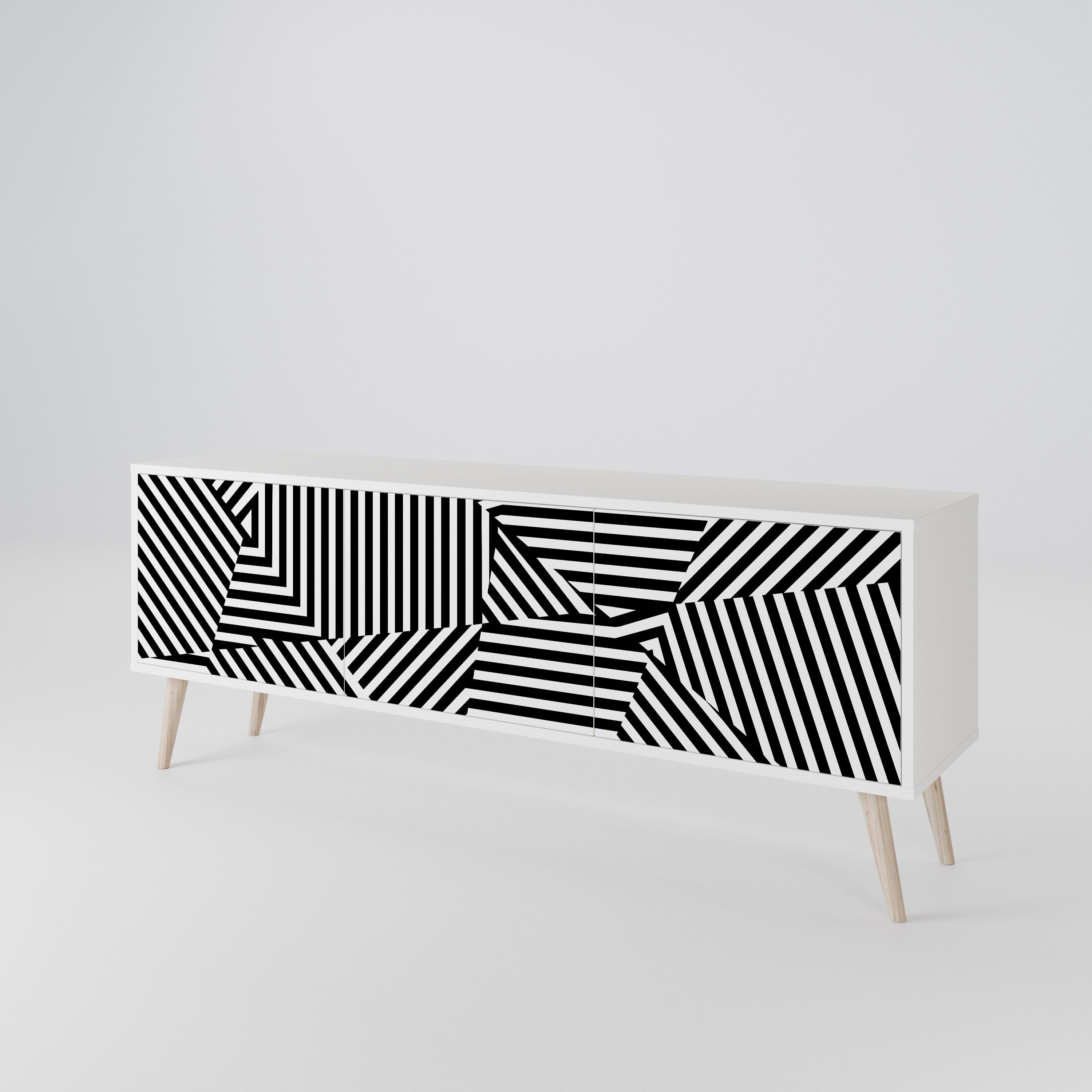 ILLUSIONARY LATTICE Třídveřový TV stolek