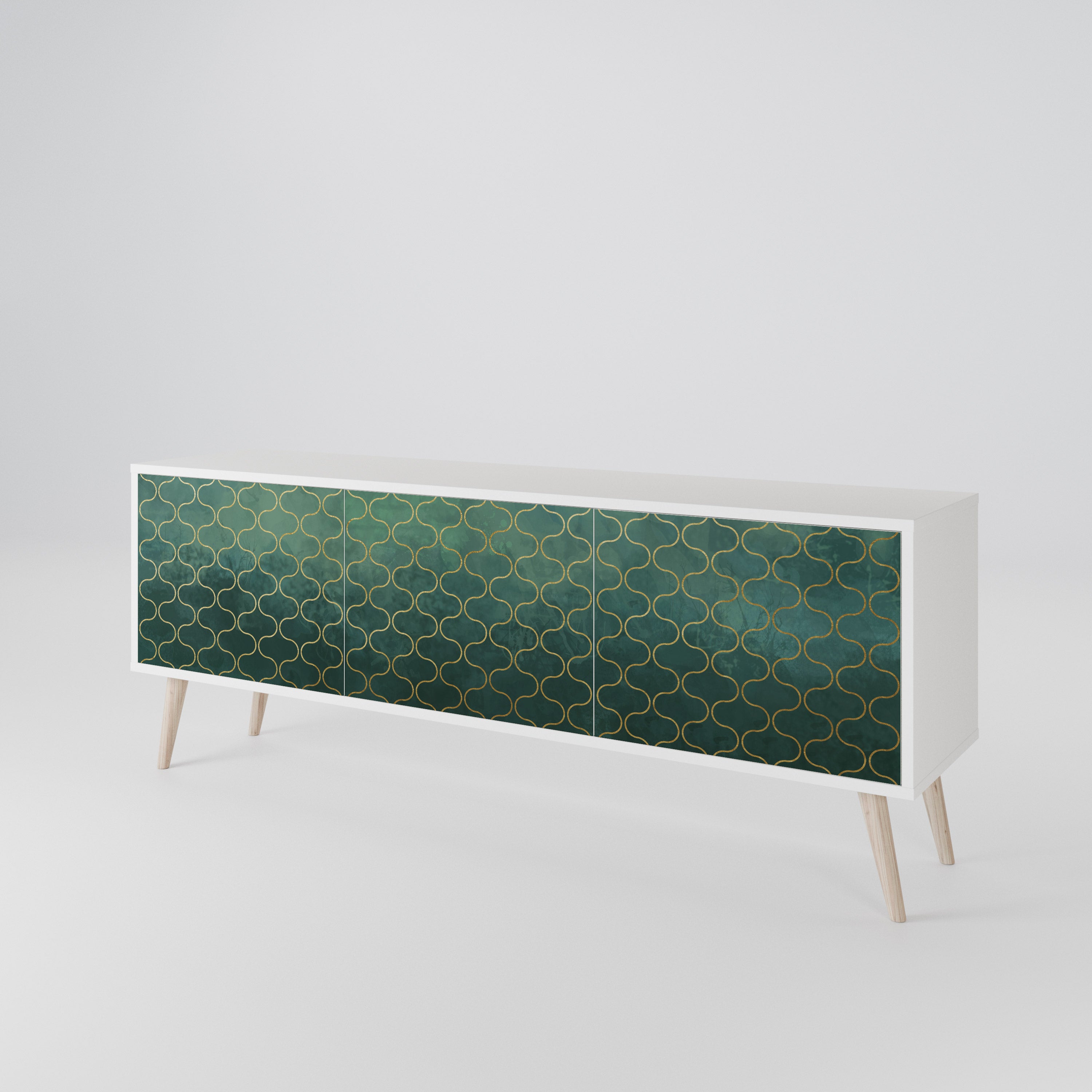 TESSELATED GREENERY Třídveřový TV stolek