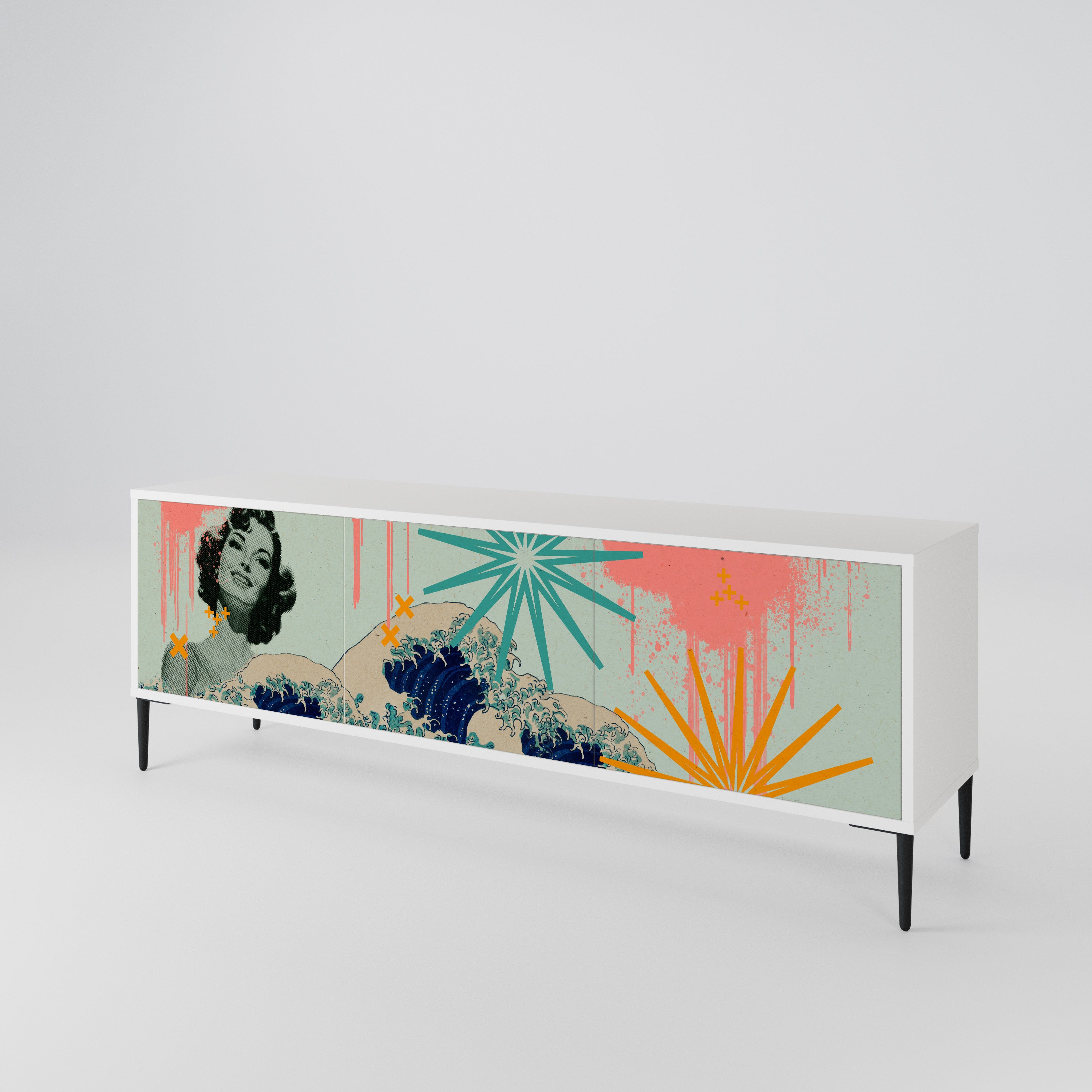 KANAGAWA BEAUTY Třídveřový TV stolek