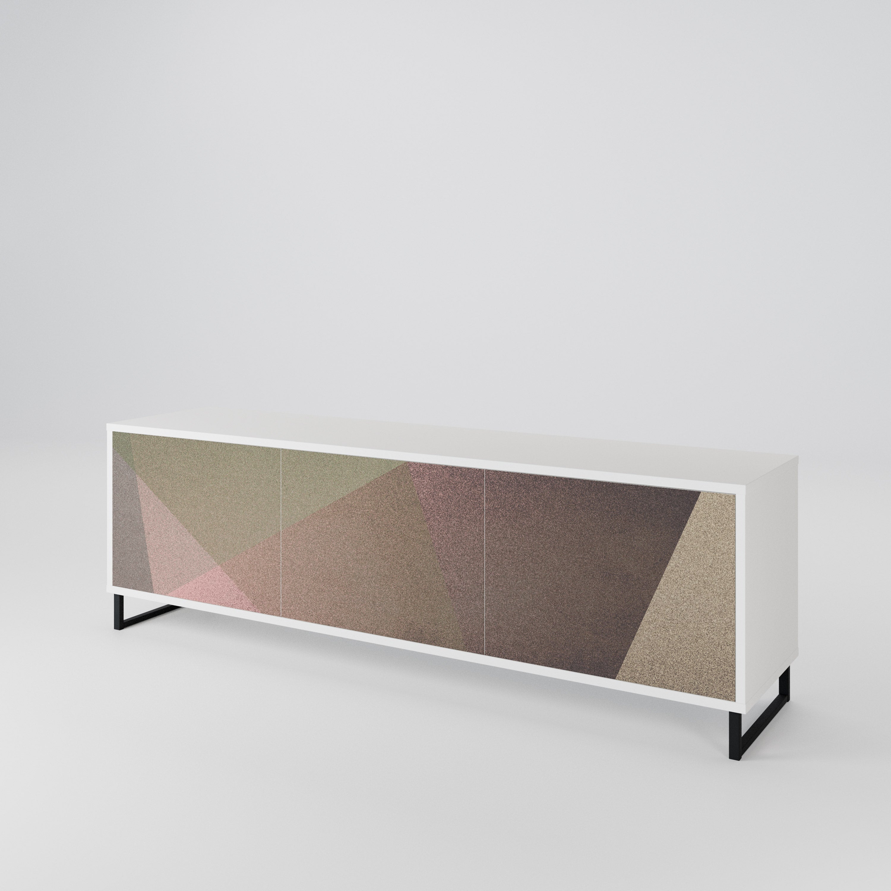 BEIGE GEOMETRY Třídveřový TV stolek