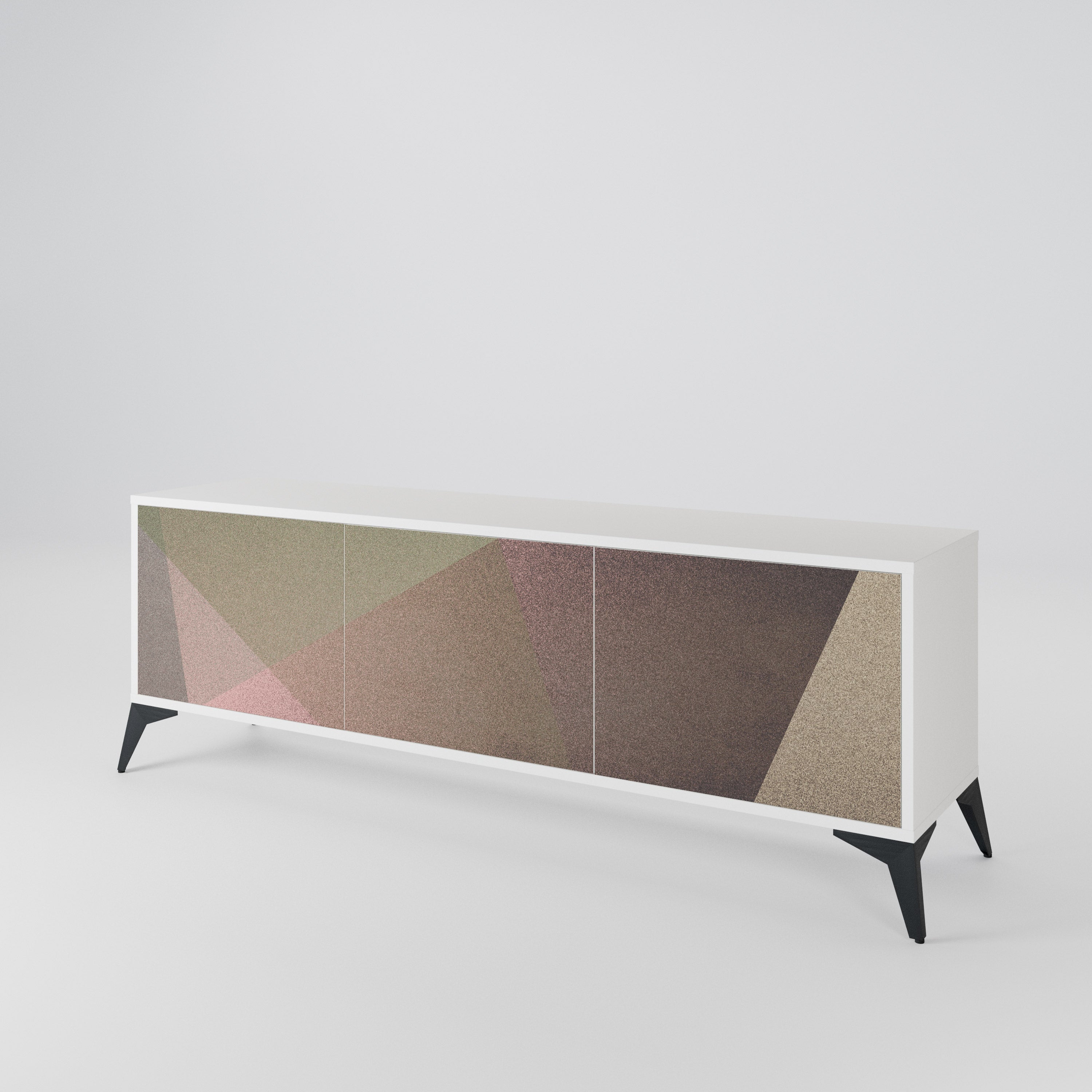 BEIGE GEOMETRY Třídveřový TV stolek