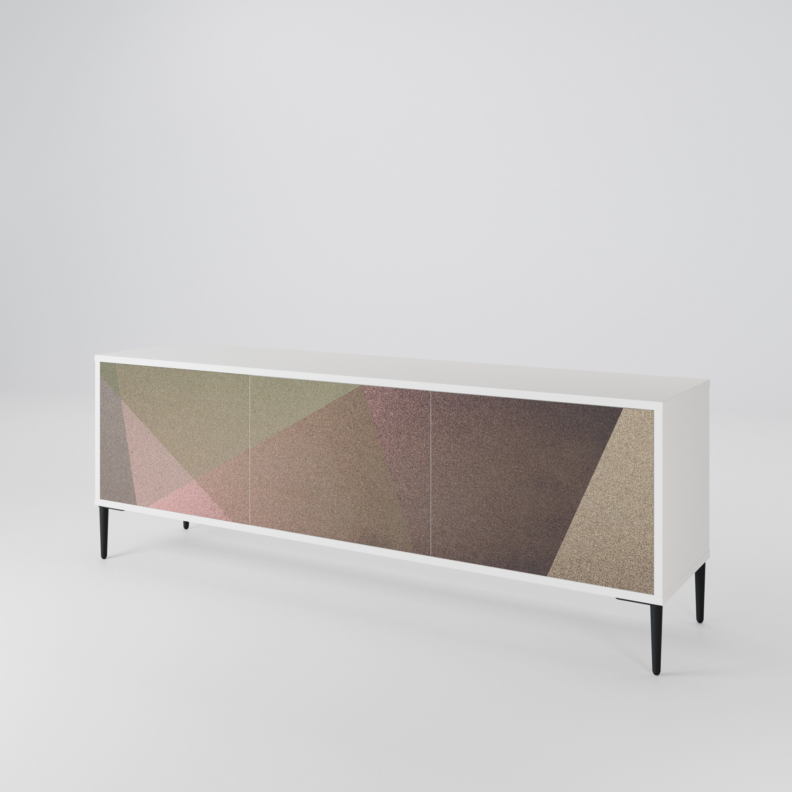 BEIGE GEOMETRY Třídveřový TV stolek
