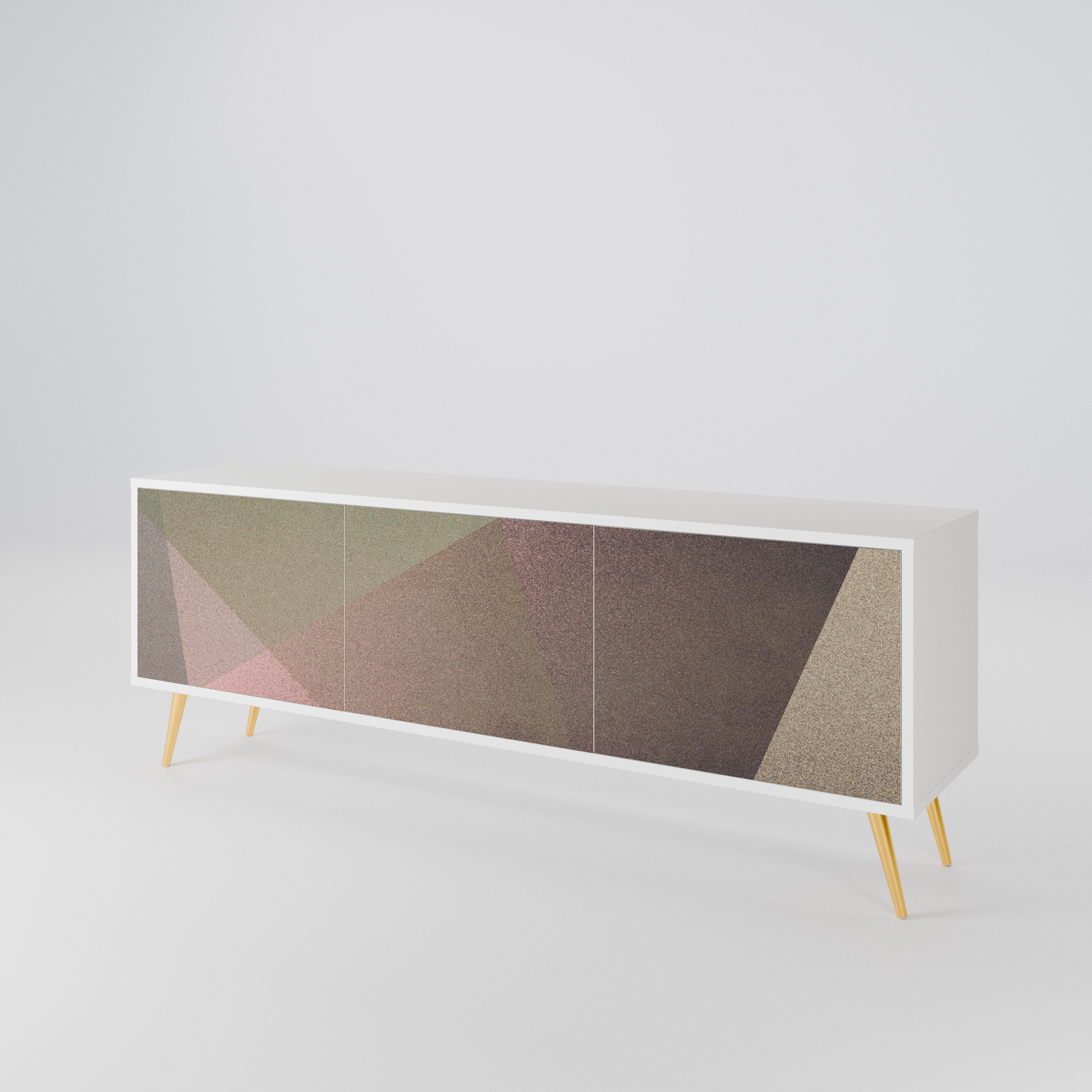 BEIGE GEOMETRY Třídveřový TV stolek