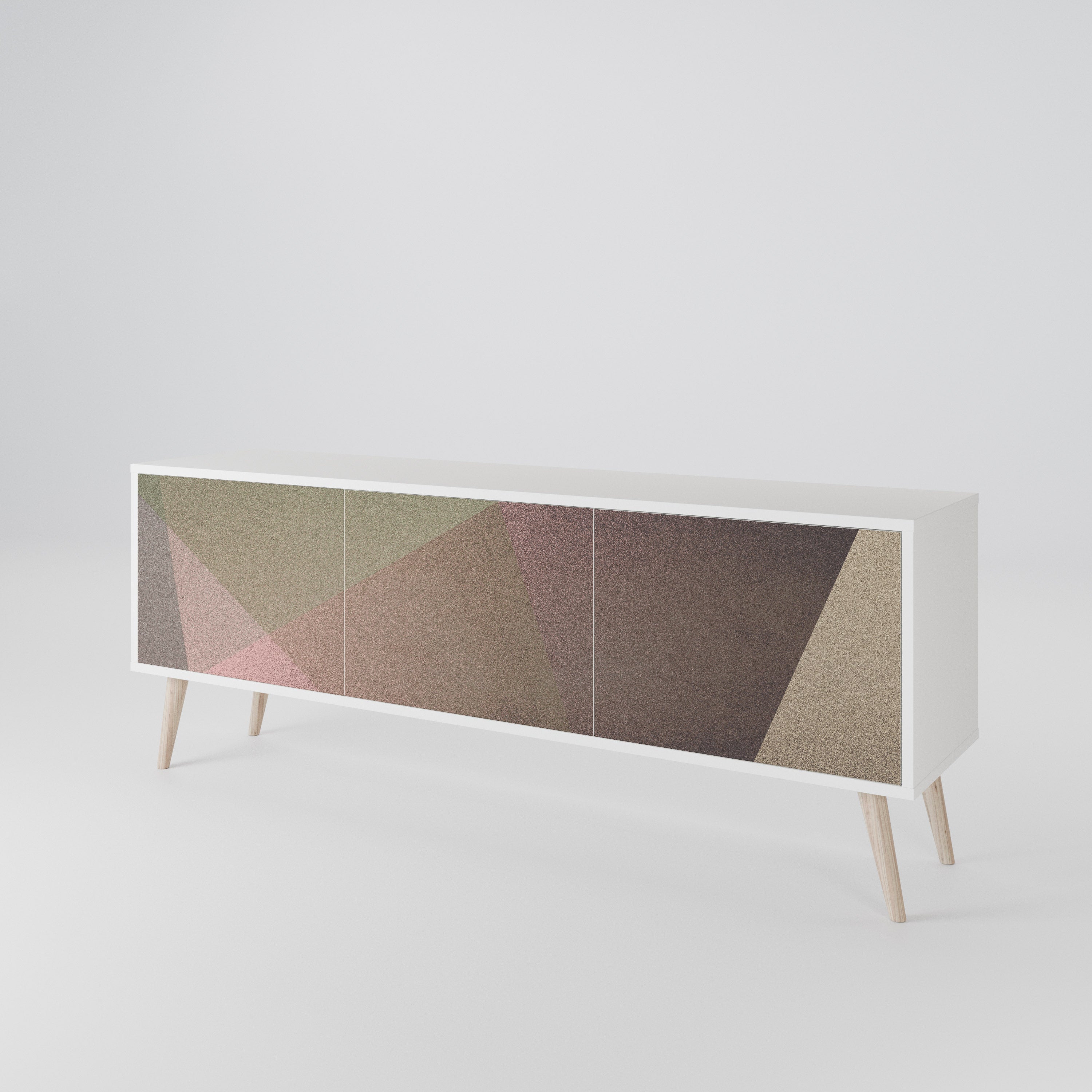 BEIGE GEOMETRY Třídveřový TV stolek