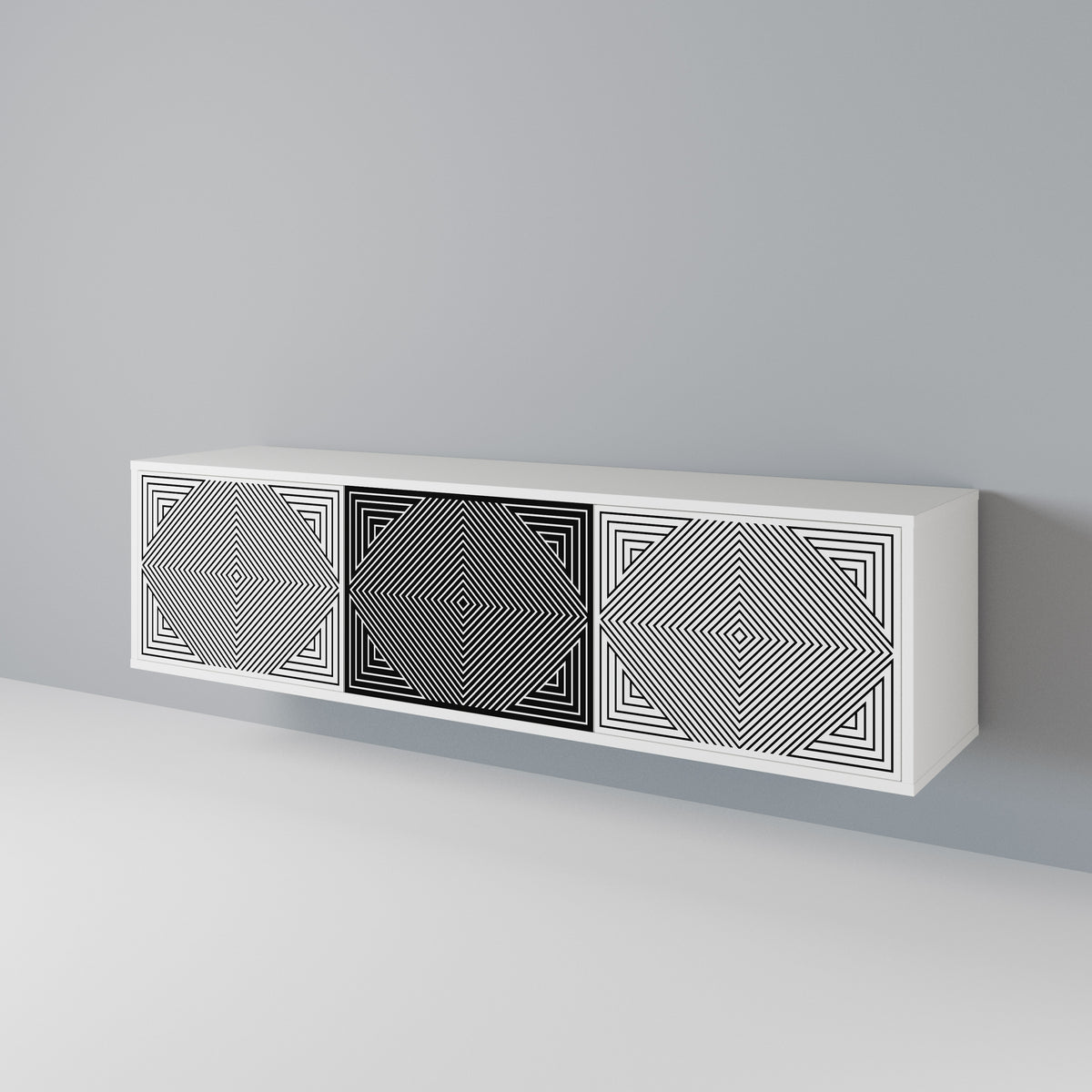 POLYGON ILLUSION Třídveřový TV stolek