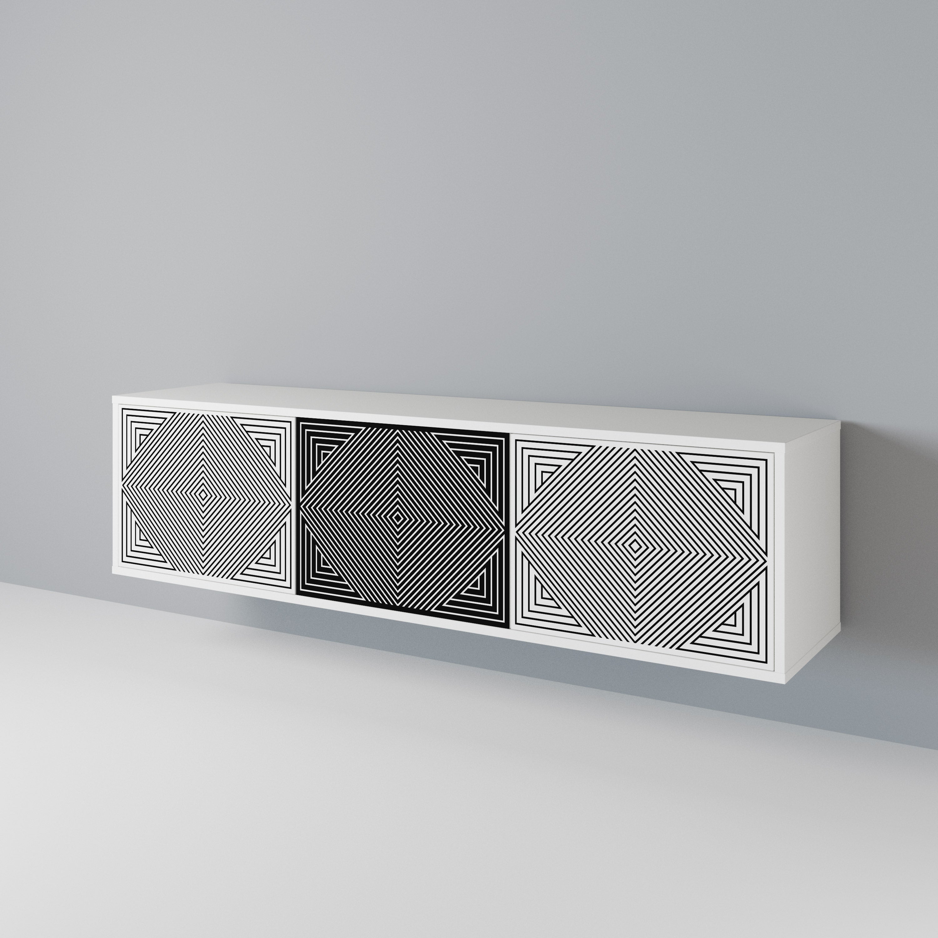 POLYGON ILLUSION Třídveřový TV stolek