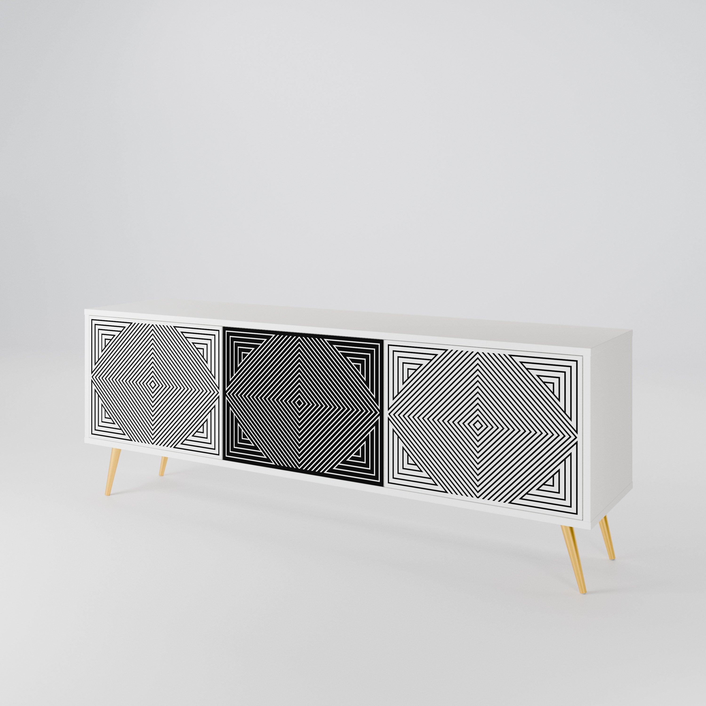 POLYGON ILLUSION Třídveřový TV stolek