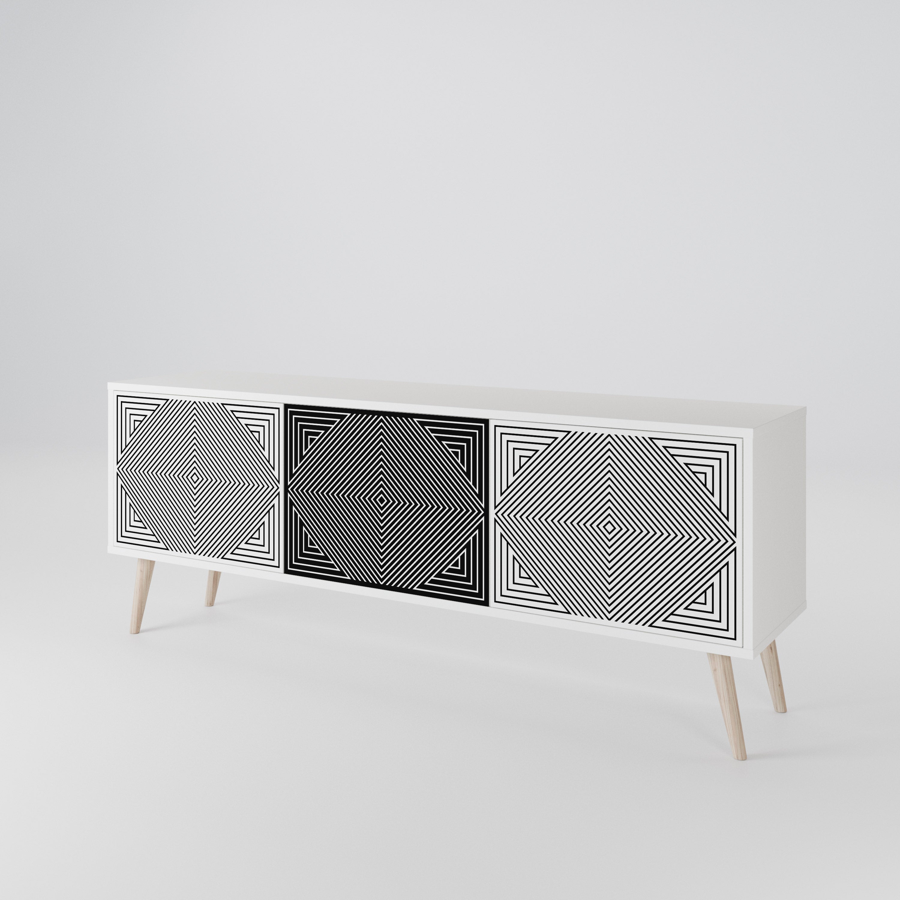 POLYGON ILLUSION Třídveřový TV stolek