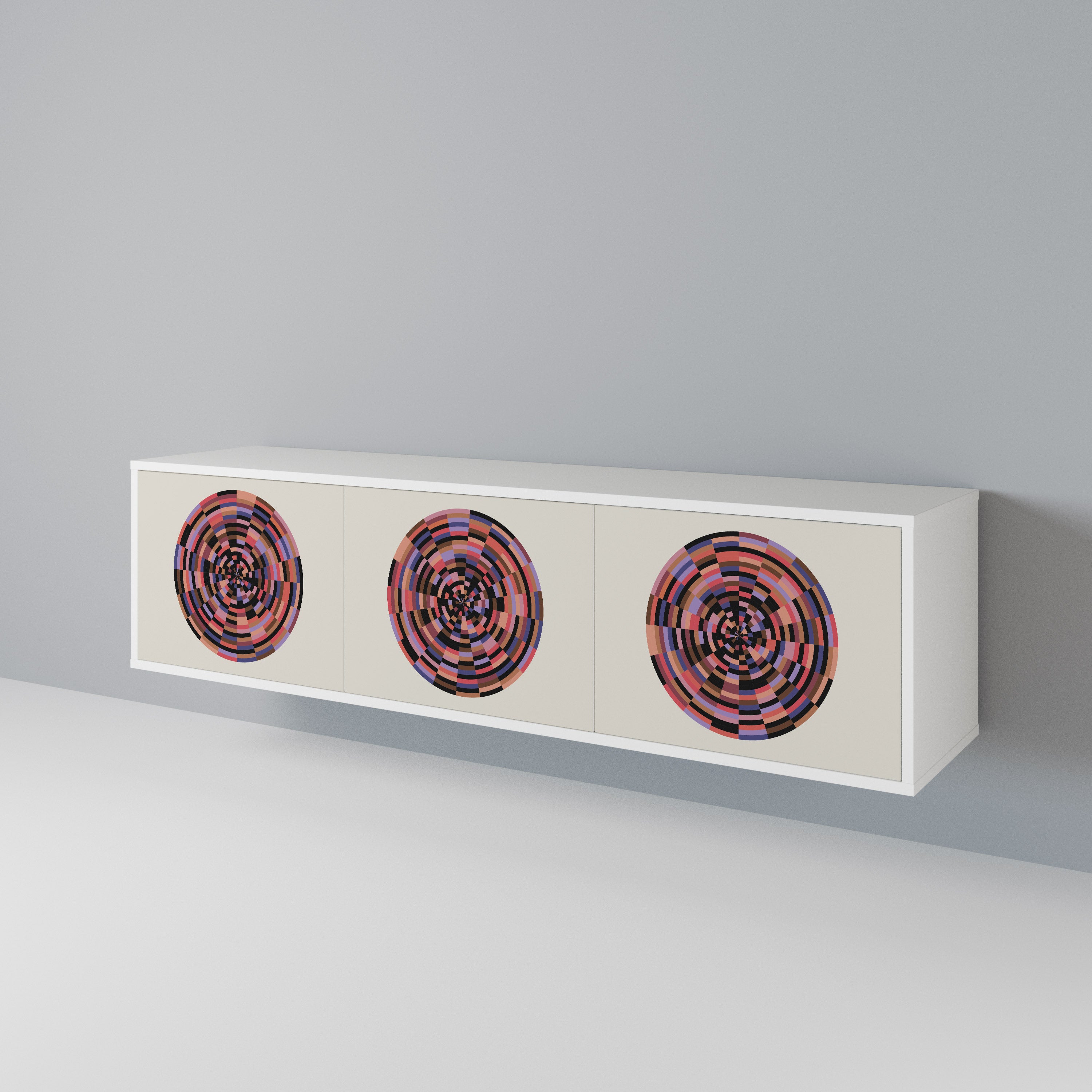BROWN CIRCLES Třídveřový TV stolek