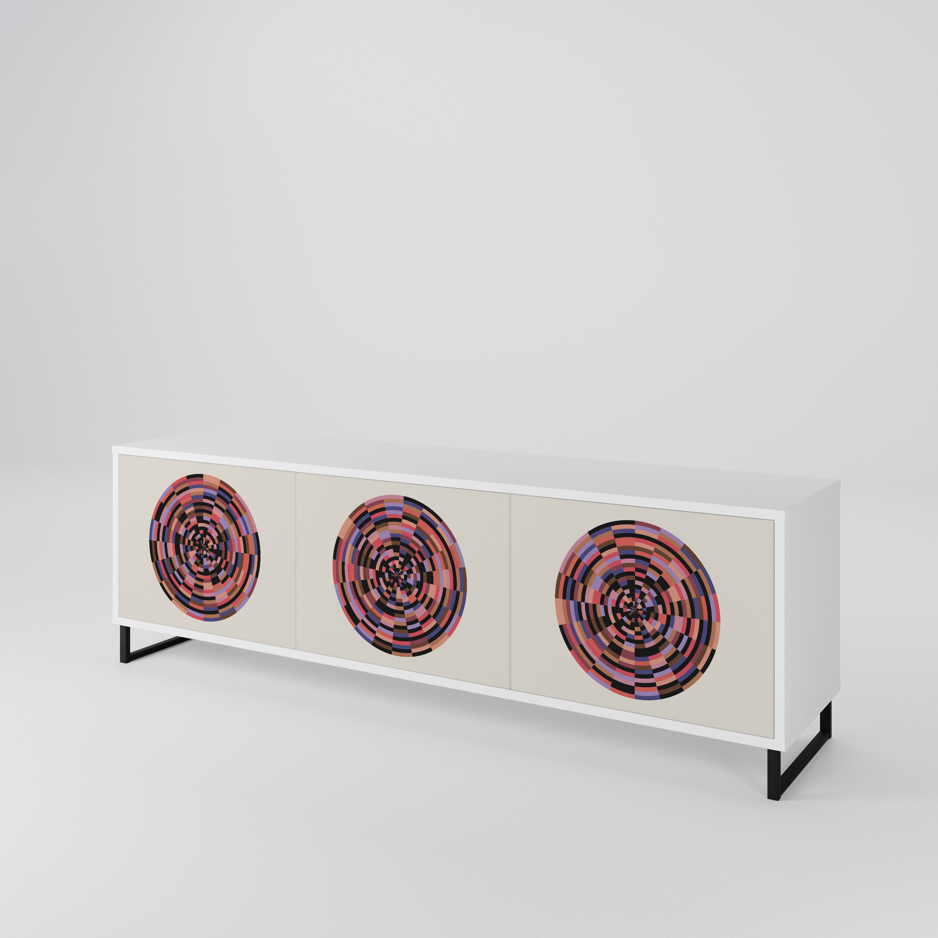 BROWN CIRCLES Třídveřový TV stolek