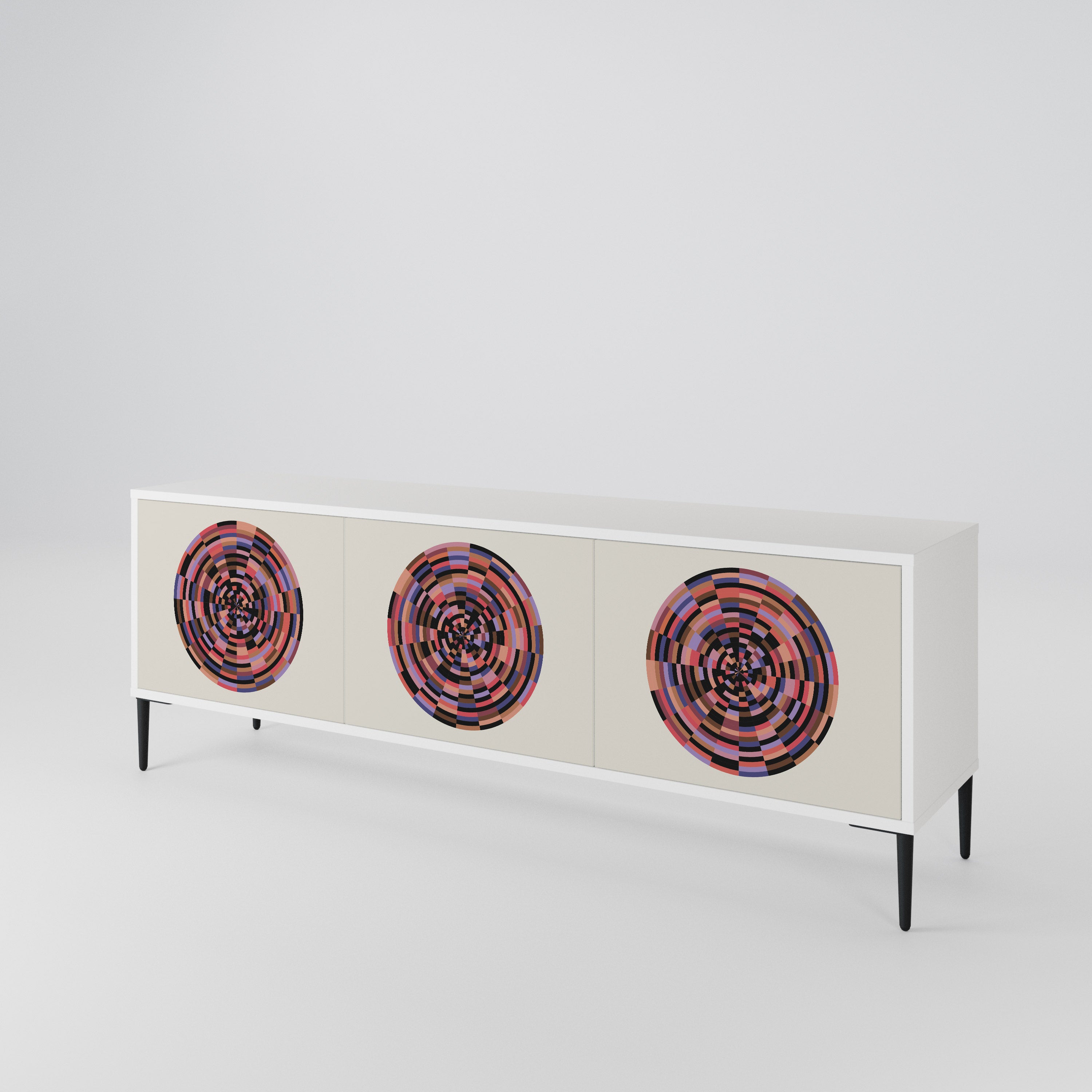 BROWN CIRCLES Třídveřový TV stolek