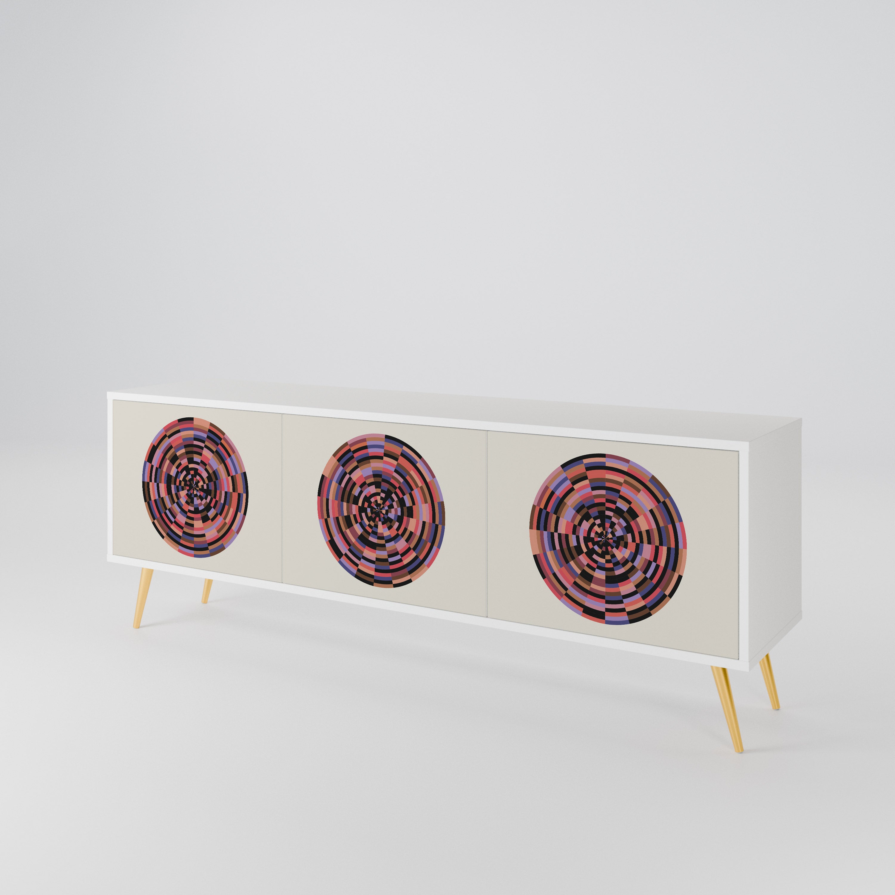 BROWN CIRCLES Třídveřový TV stolek