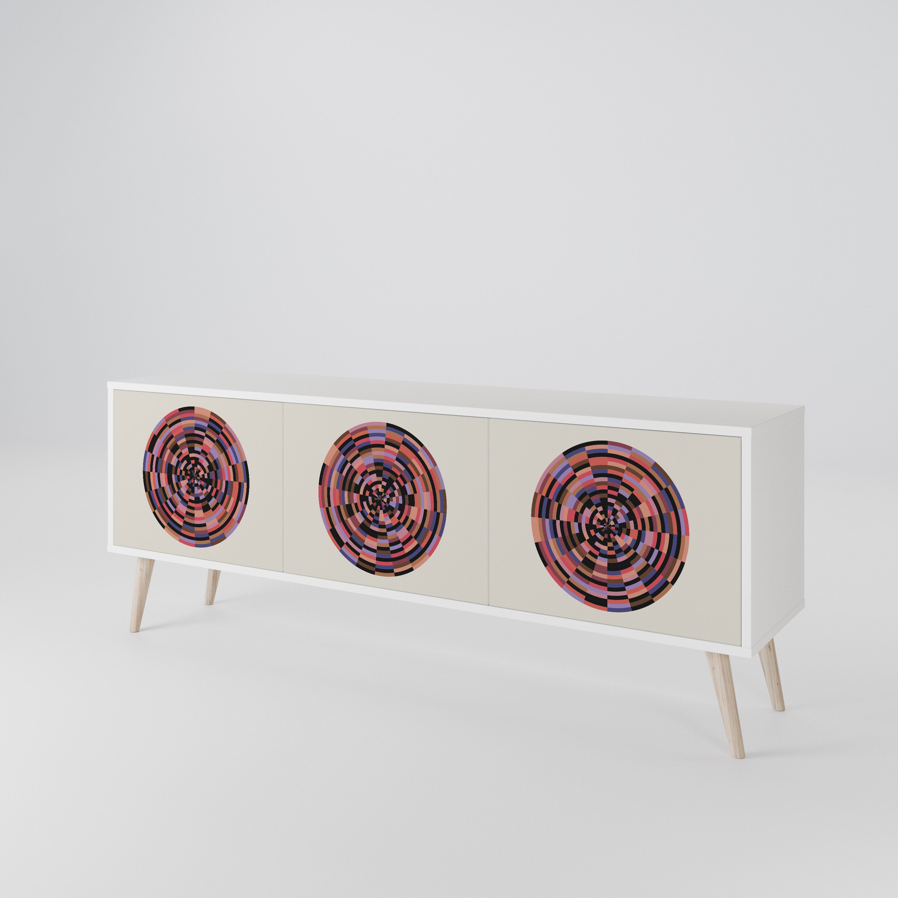 BROWN CIRCLES Třídveřový TV stolek