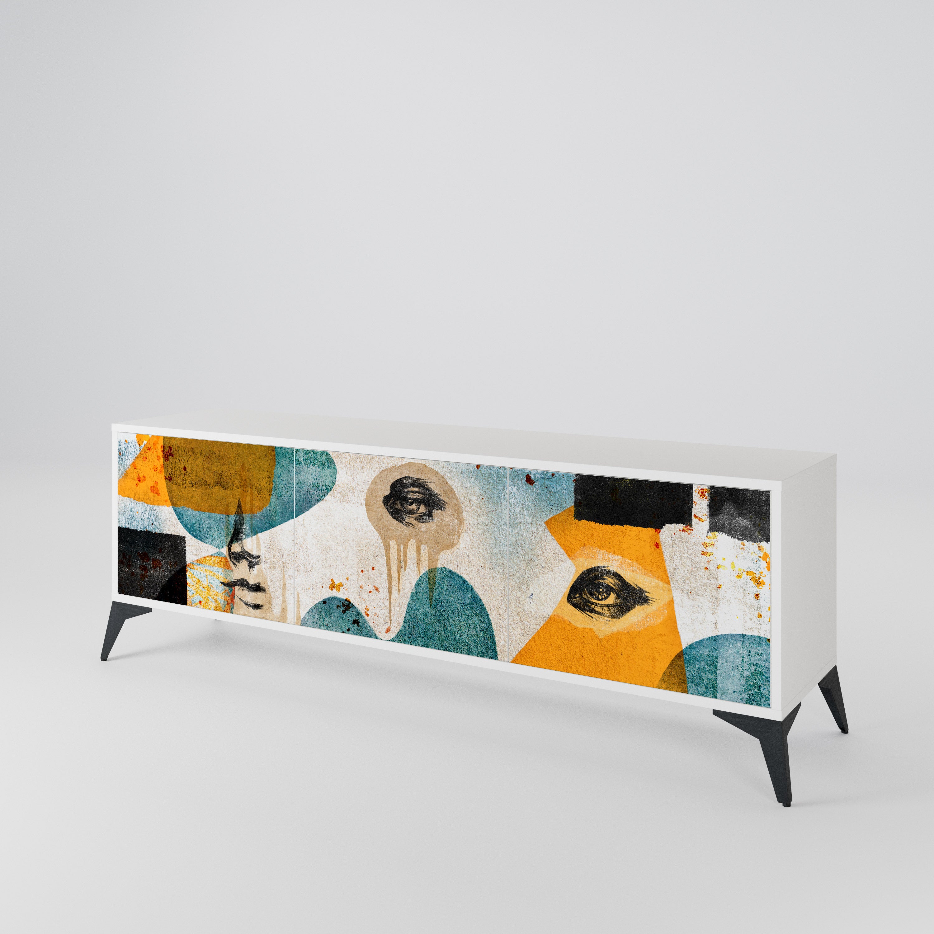 ABSTRACT FACES Třídveřový TV stolek