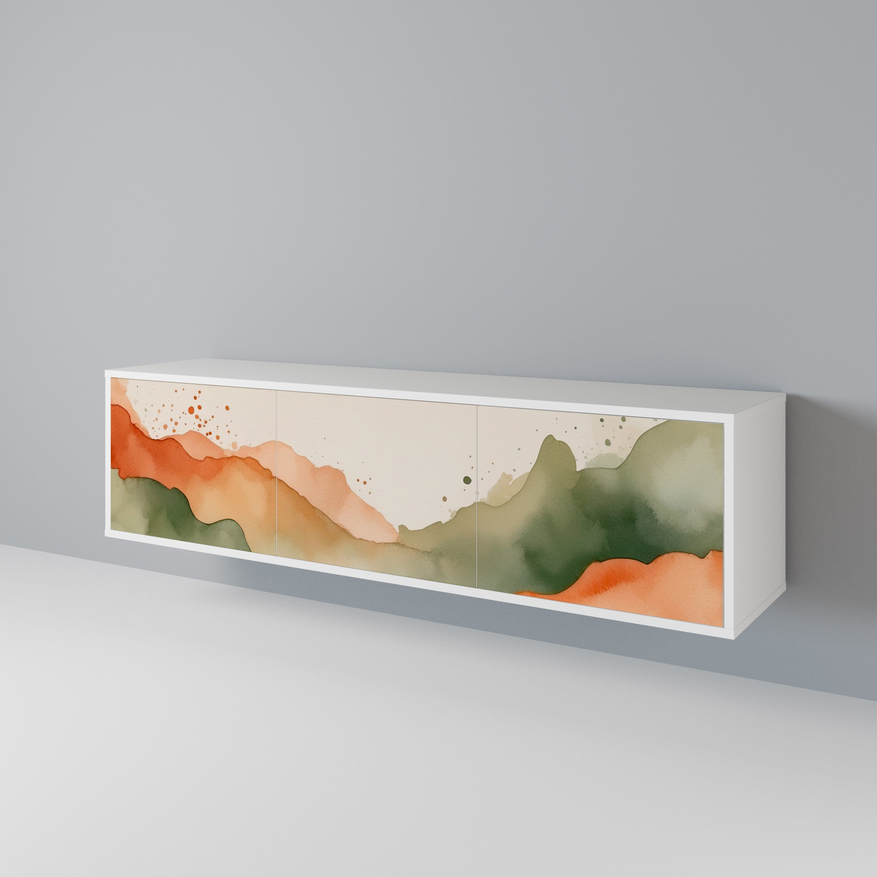 WATERCOLOUR PEAKS Třídveřový TV stolek