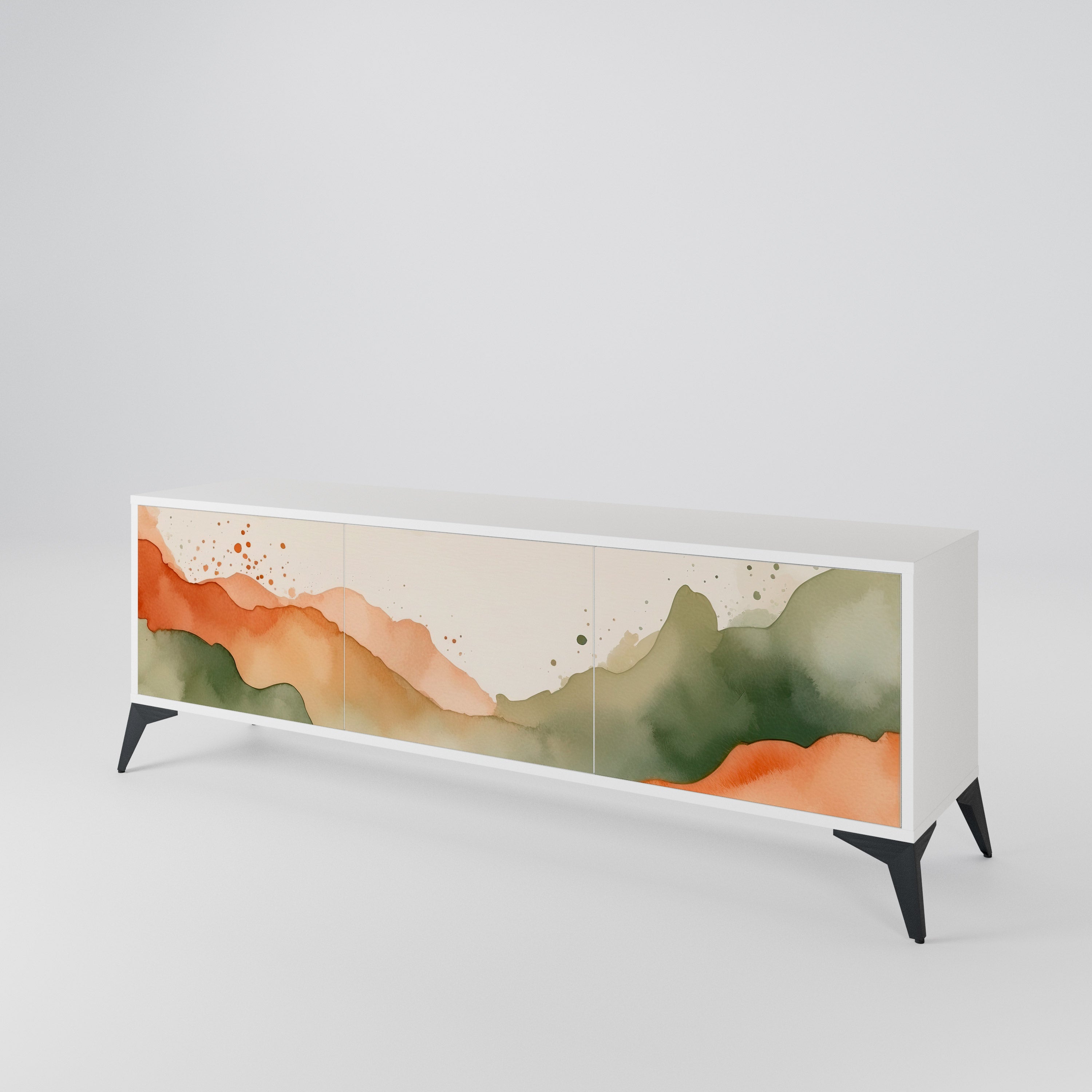 WATERCOLOUR PEAKS Třídveřový TV stolek