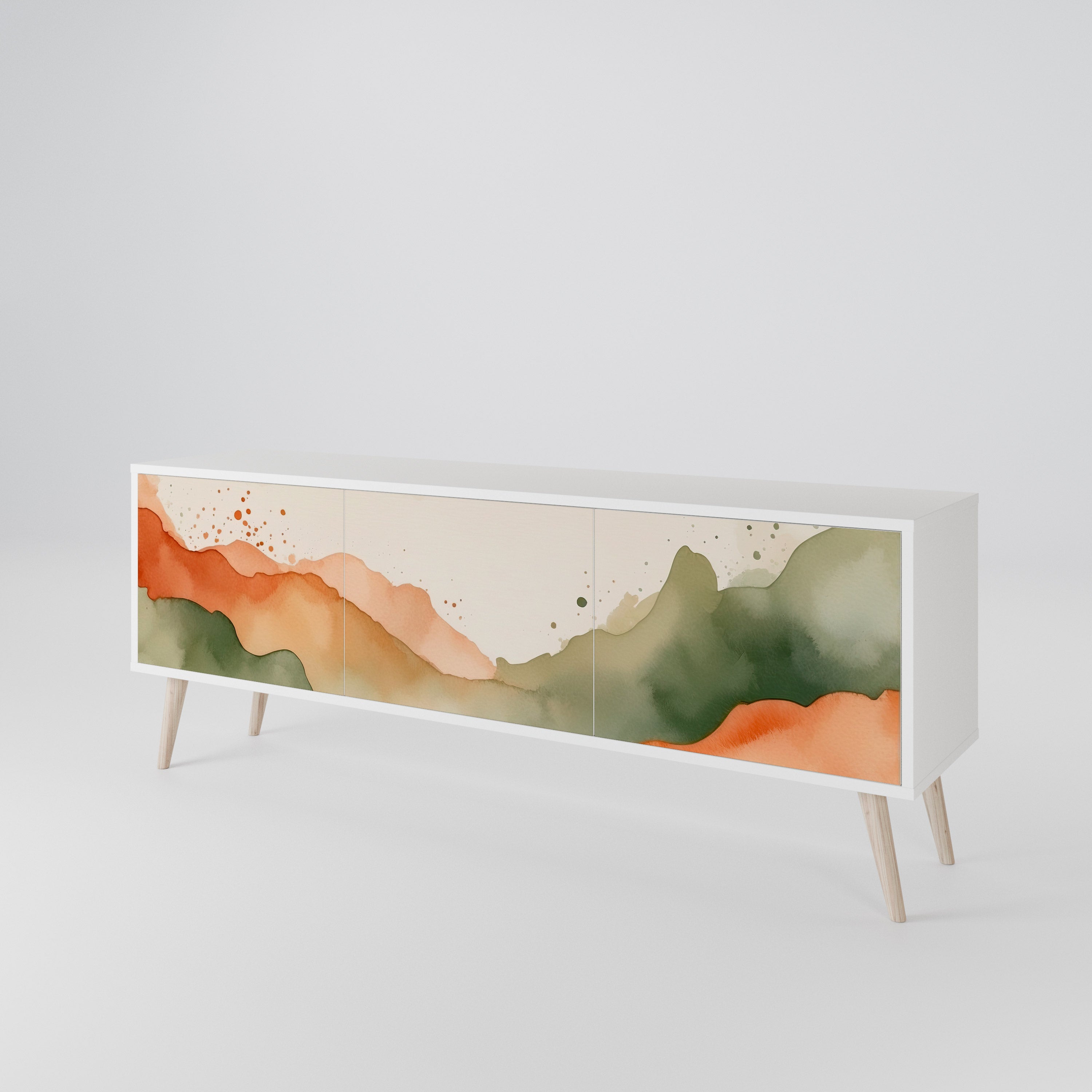 WATERCOLOUR PEAKS Třídveřový TV stolek