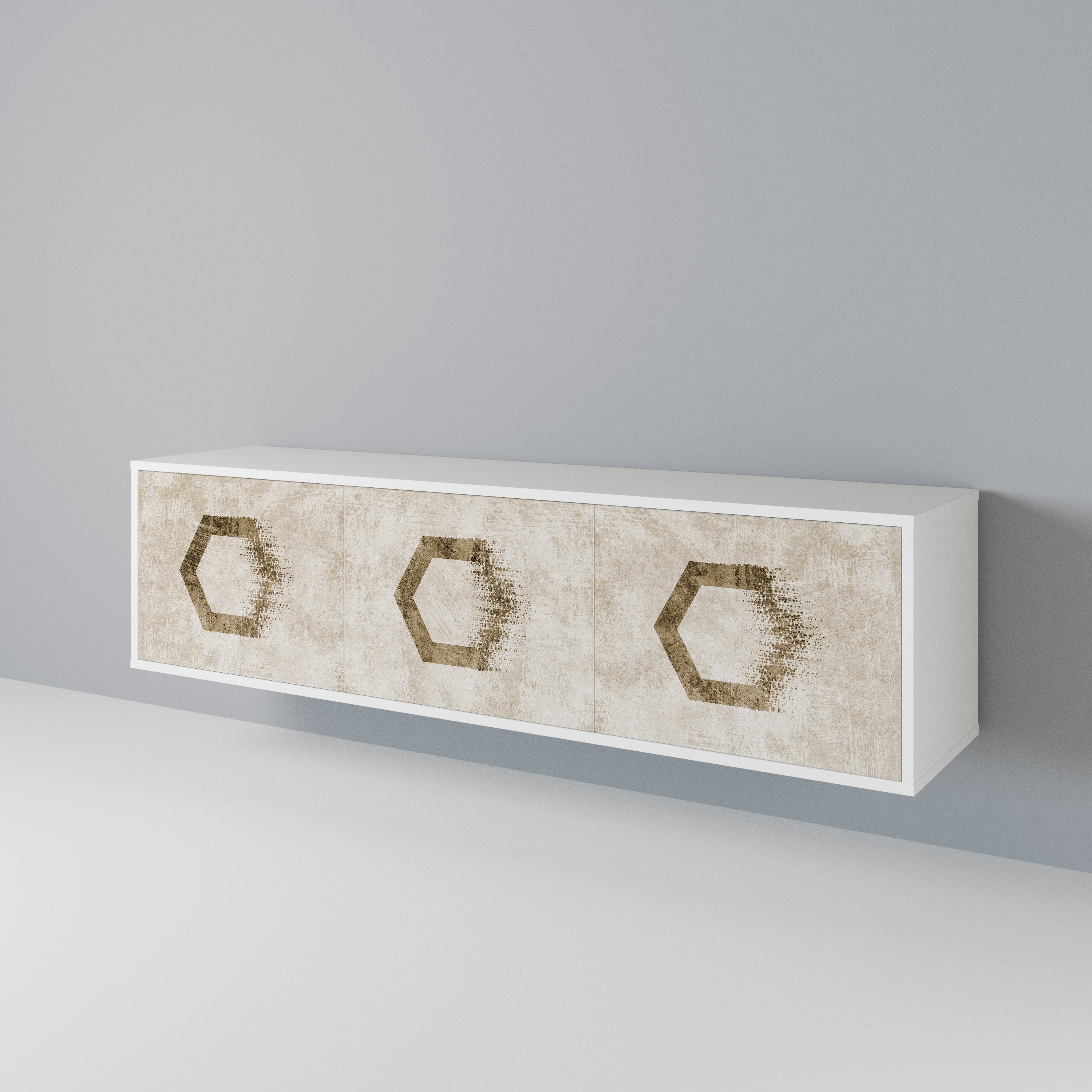 HEXAGONAL SHAPES Třídveřový TV stolek
