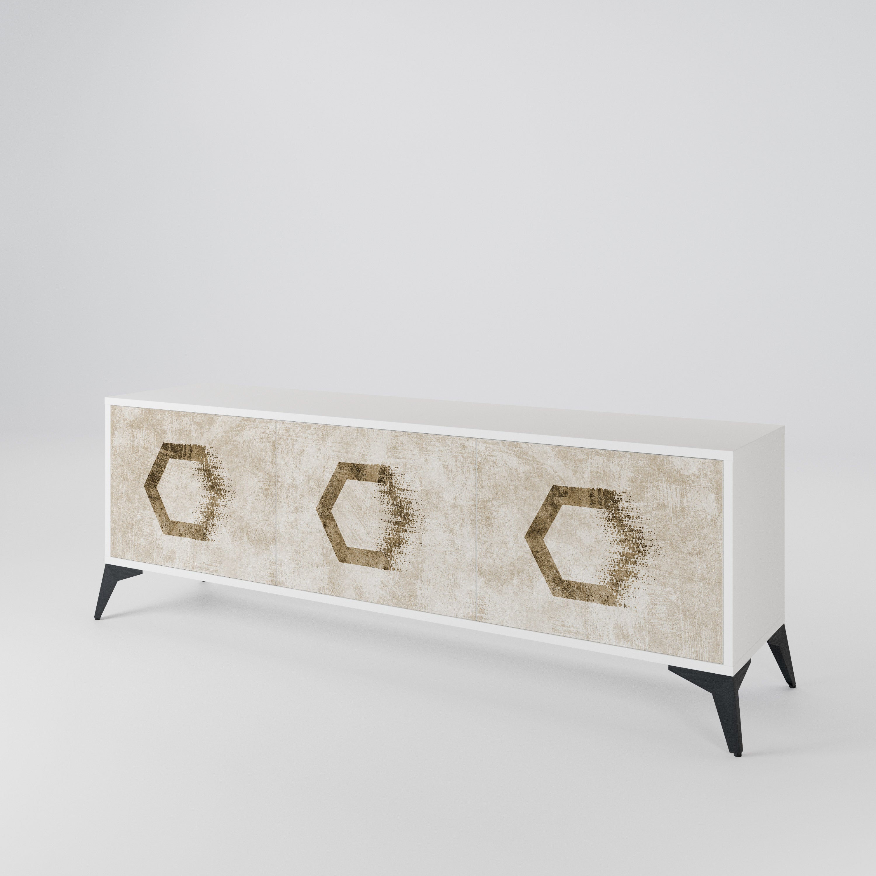 HEXAGONAL SHAPES Třídveřový TV stolek