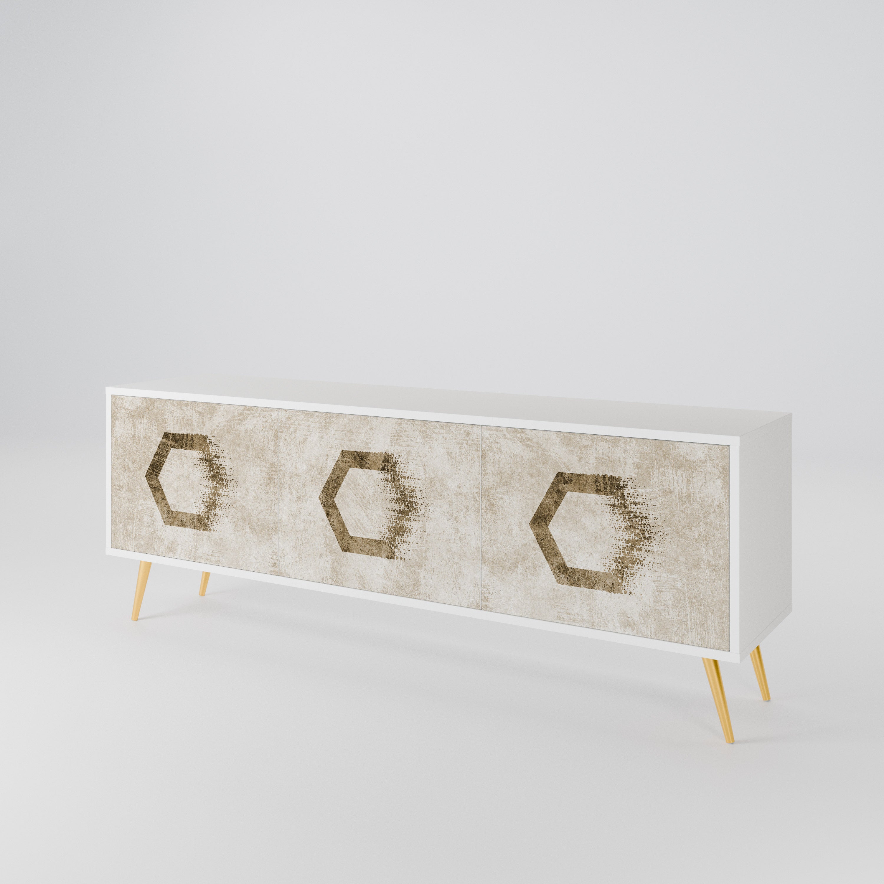 HEXAGONAL SHAPES Třídveřový TV stolek