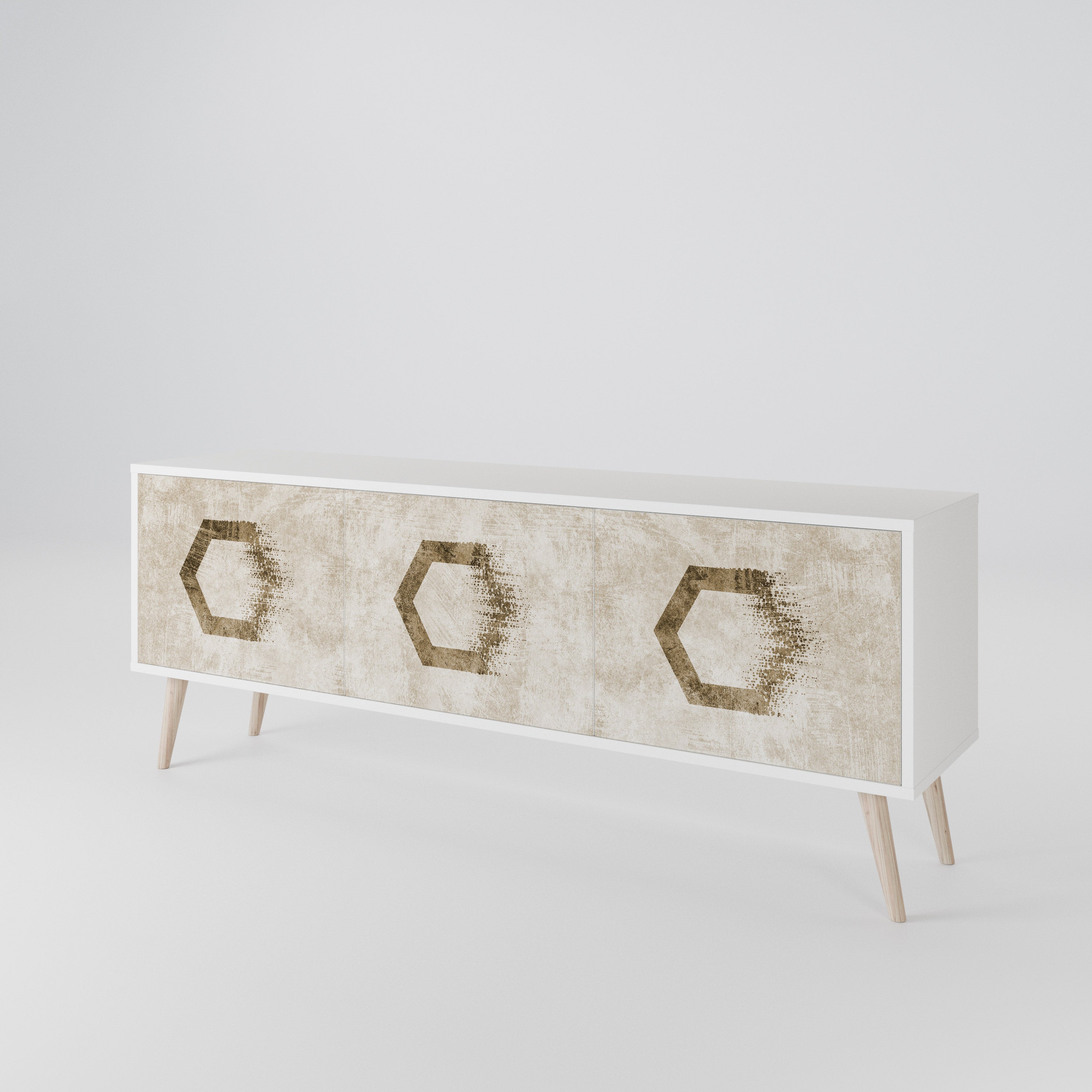 HEXAGONAL SHAPES Třídveřový TV stolek