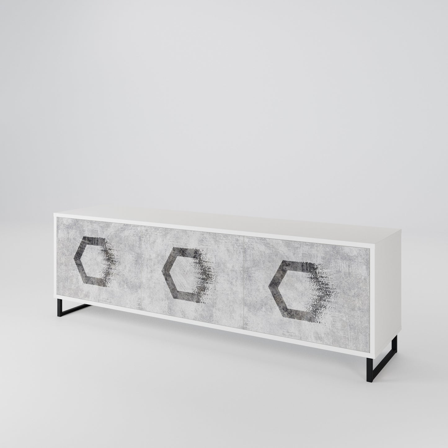 HEXAGONAL FIGURES Třídveřový TV stolek