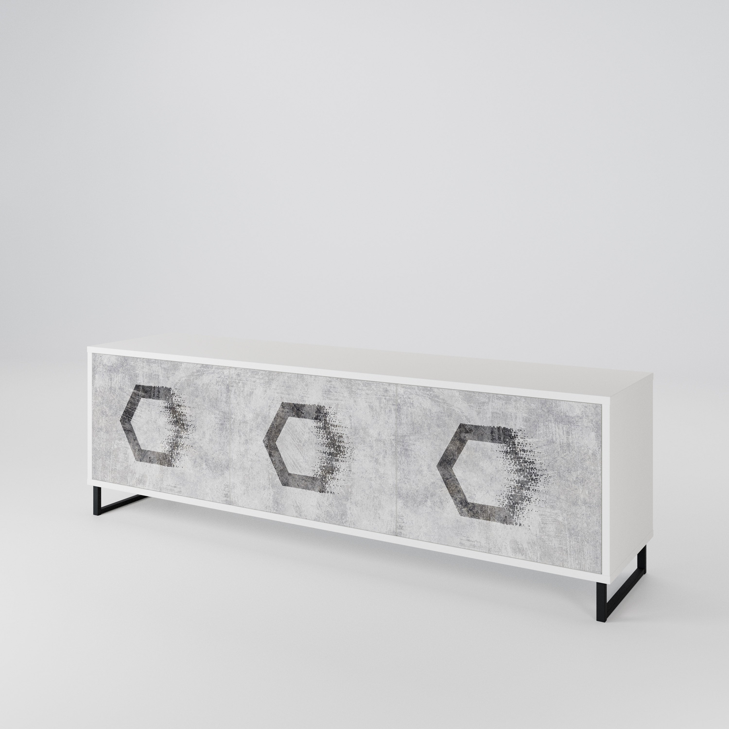 HEXAGONAL FIGURES Třídveřový TV stolek