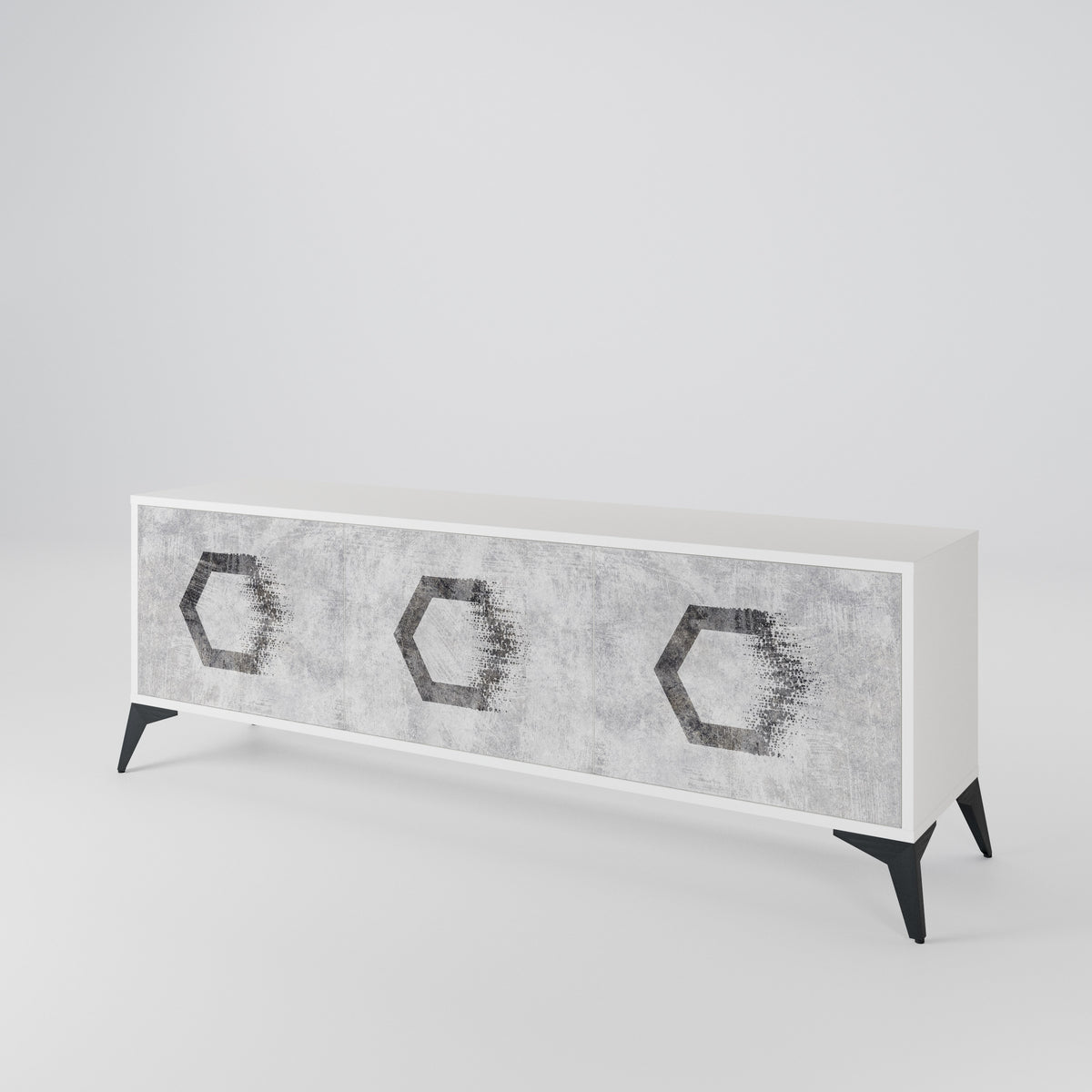 HEXAGONAL FIGURES Třídveřový TV stolek