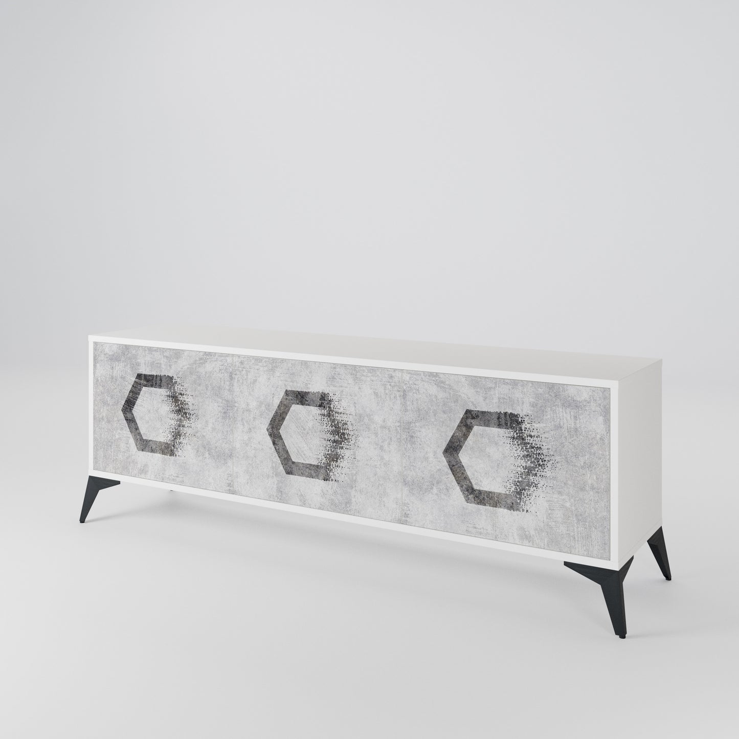 HEXAGONAL FIGURES Třídveřový TV stolek