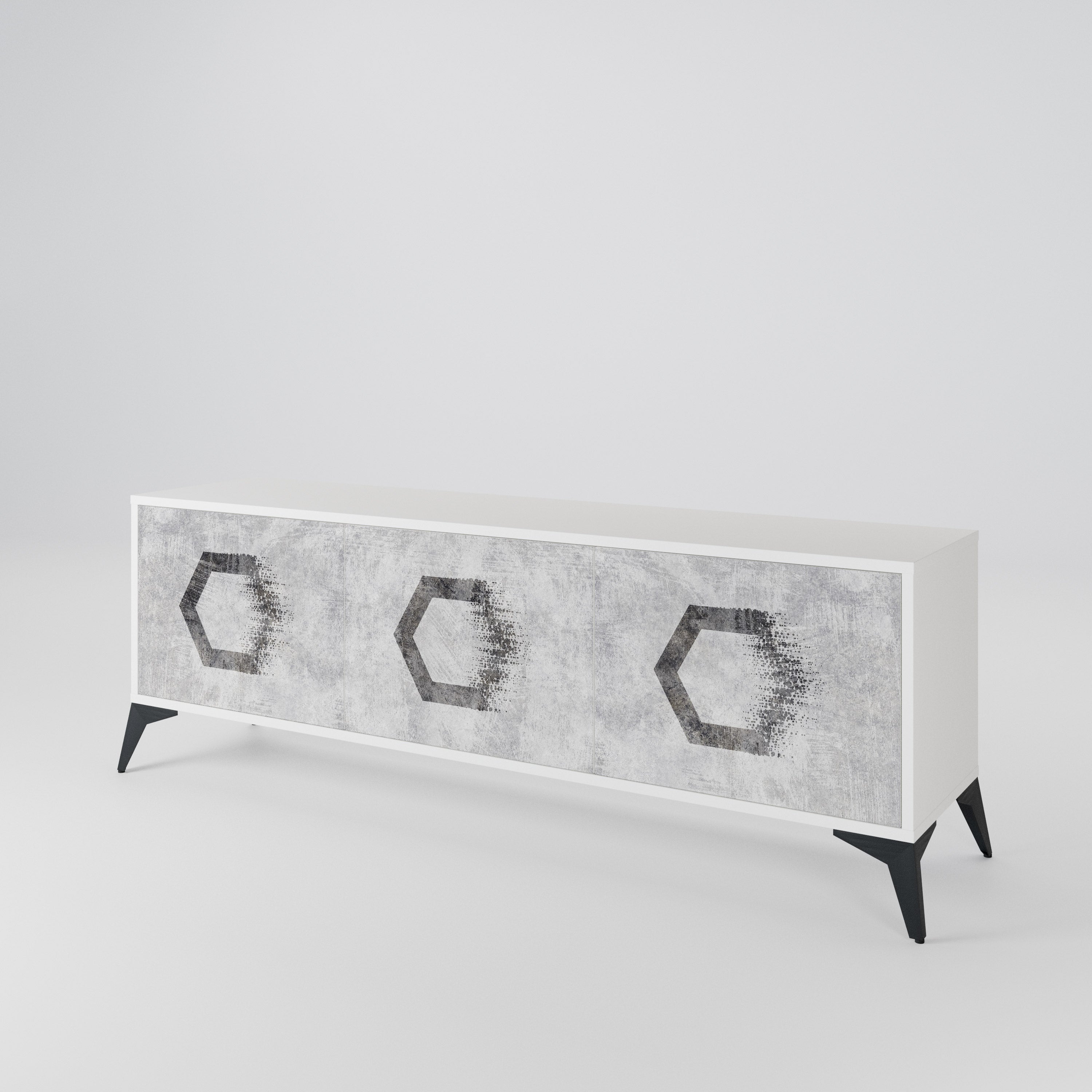 HEXAGONAL FIGURES Třídveřový TV stolek