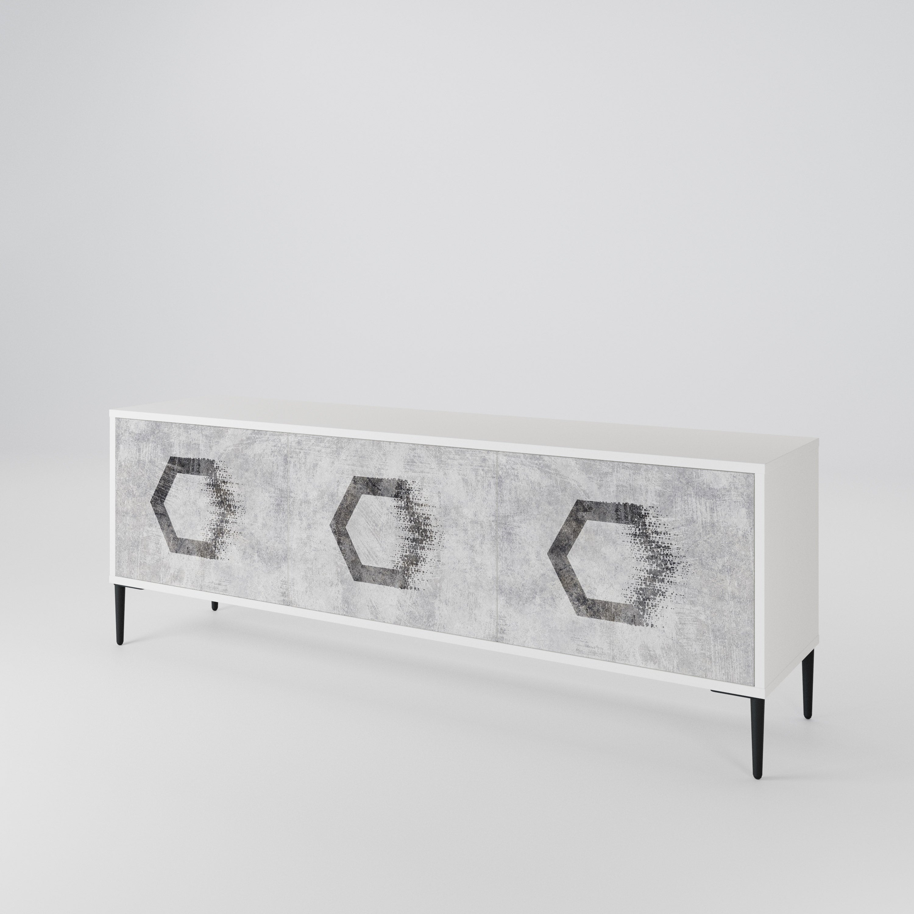 HEXAGONAL FIGURES Třídveřový TV stolek