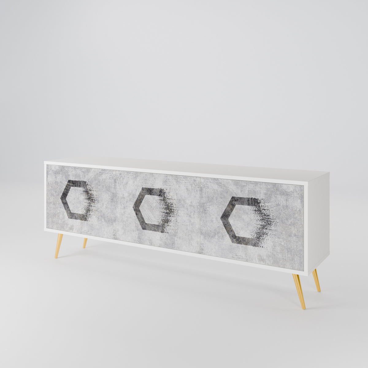 HEXAGONAL FIGURES Třídveřový TV stolek