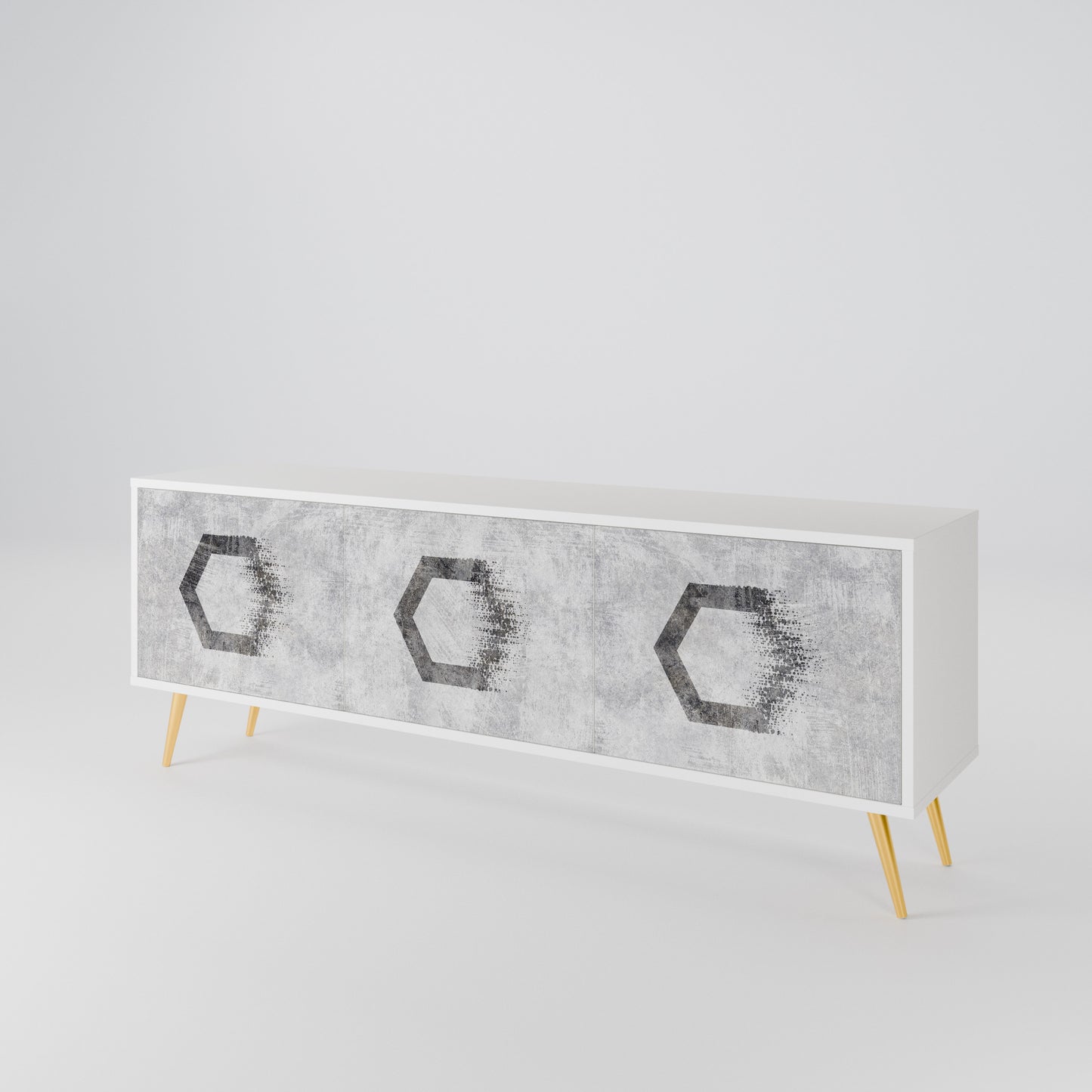 HEXAGONAL FIGURES Třídveřový TV stolek