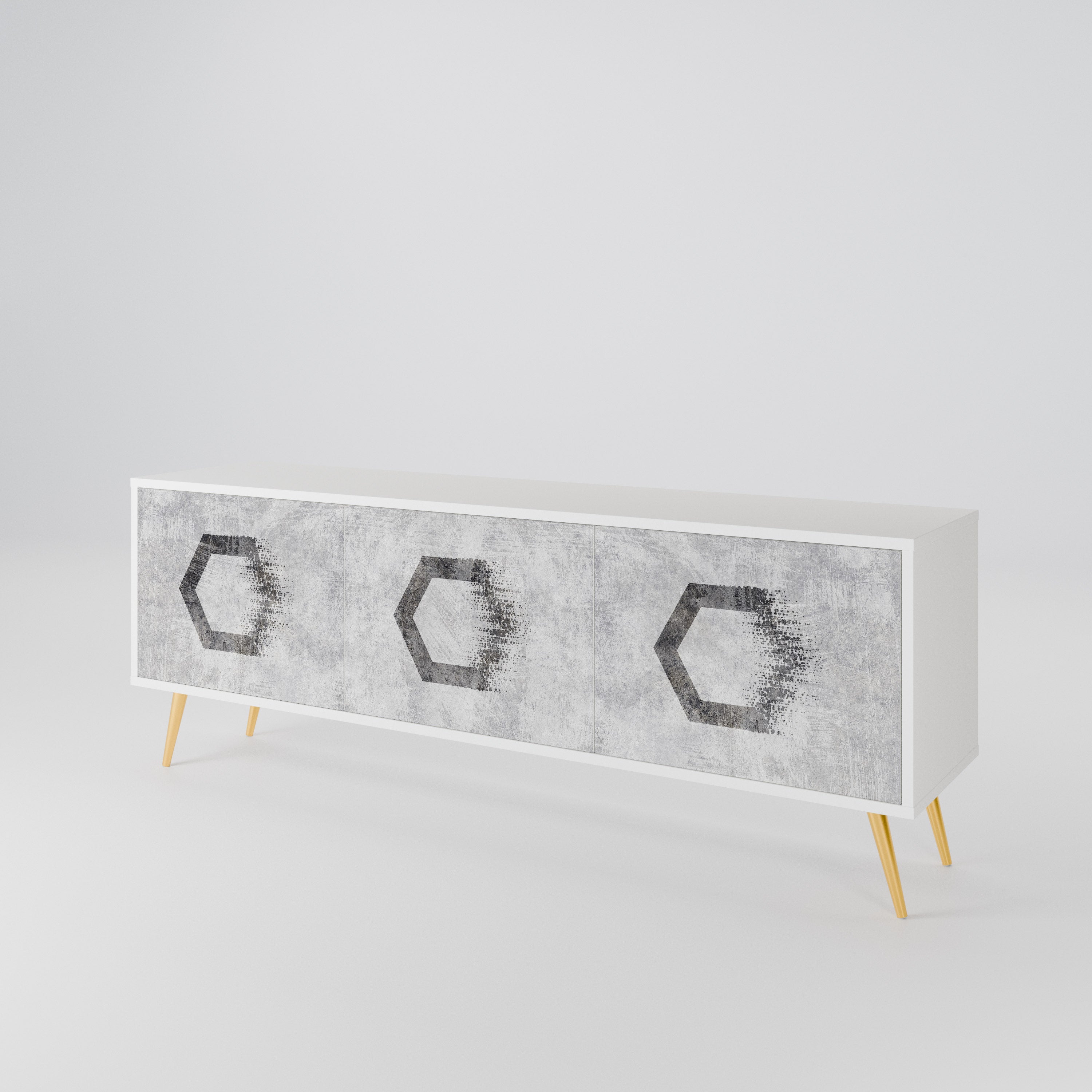 HEXAGONAL FIGURES Třídveřový TV stolek