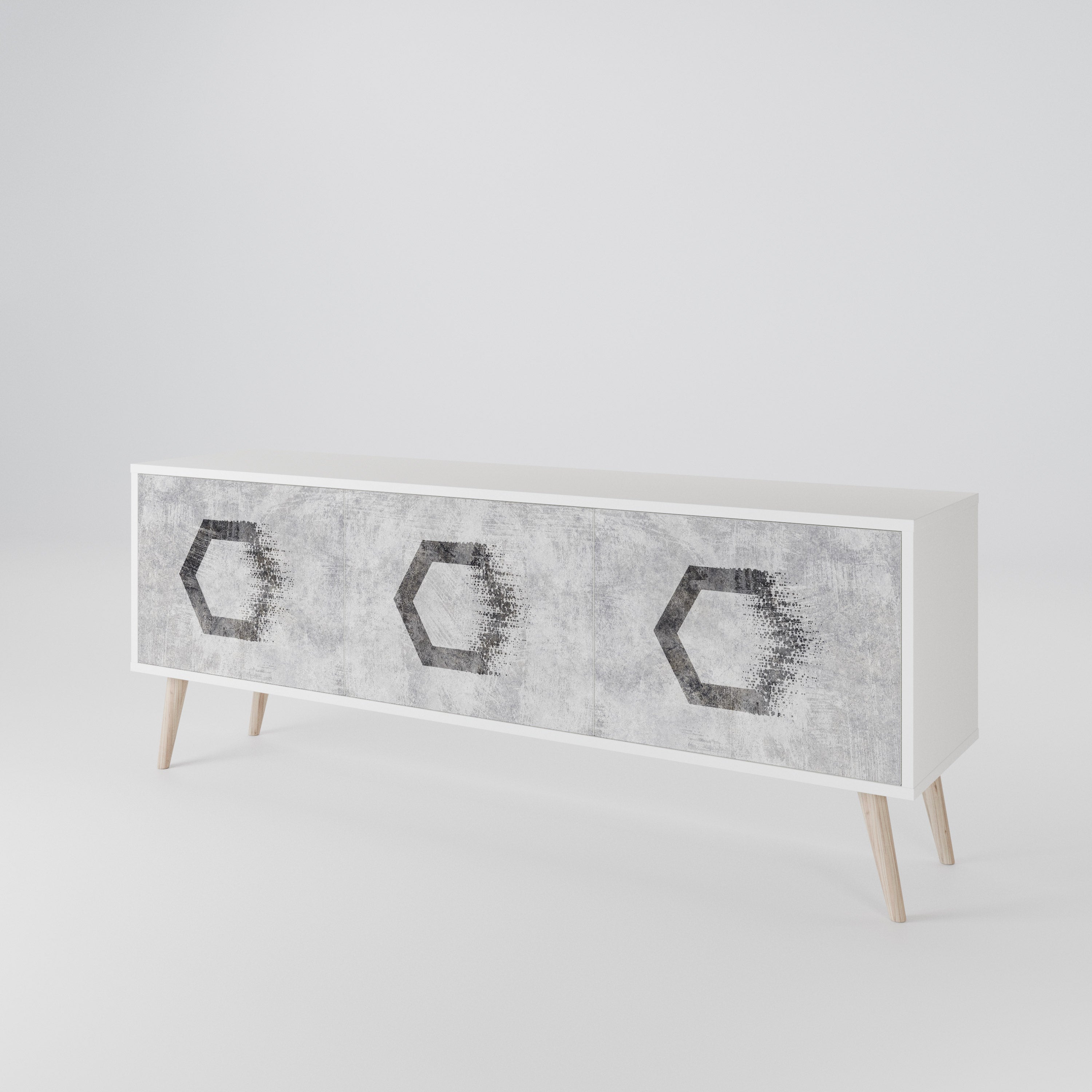 HEXAGONAL FIGURES Třídveřový TV stolek
