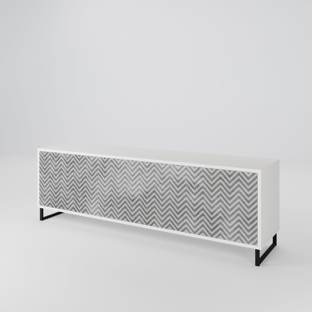 CONCRETE ZIG ZAG Třídveřový TV stolek