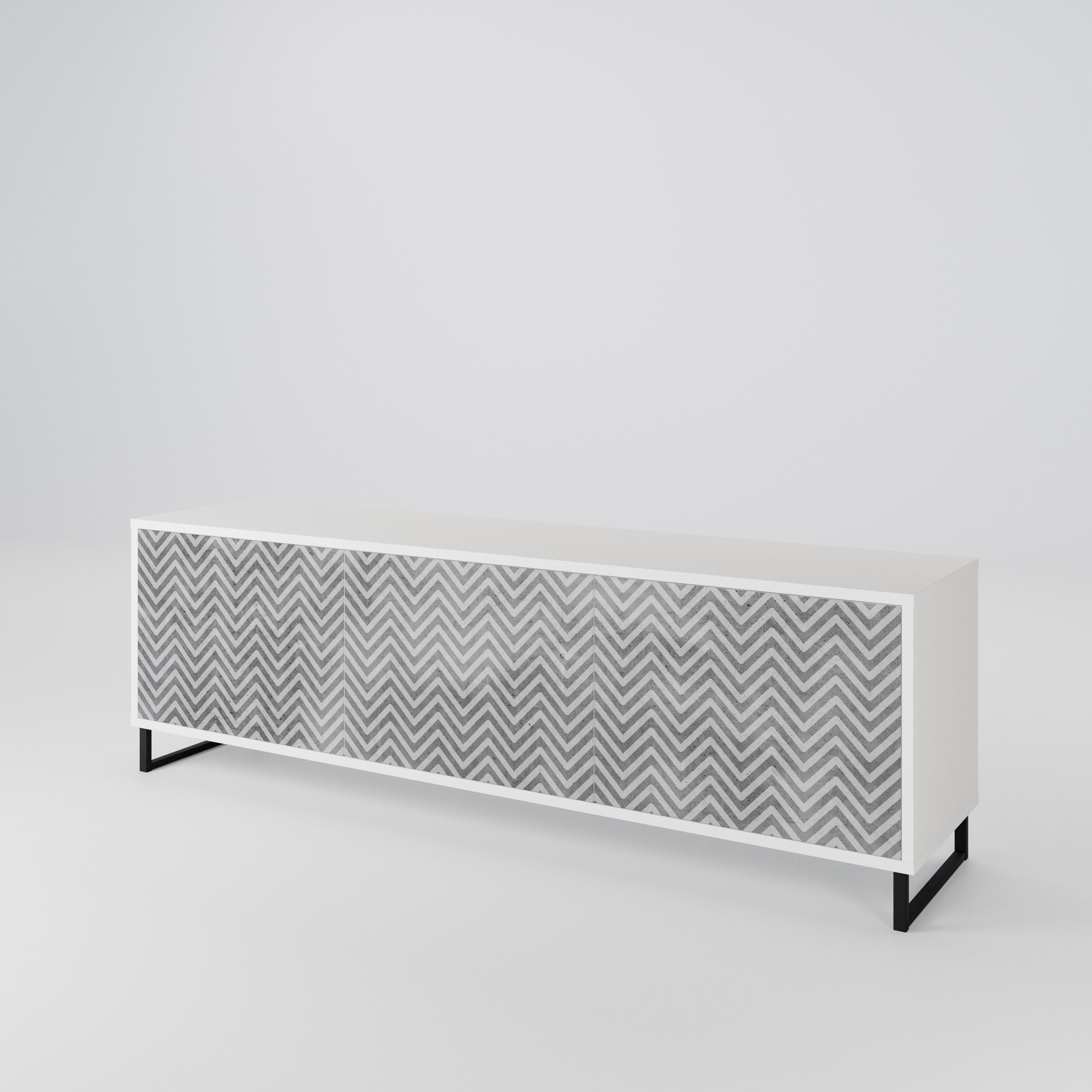 CONCRETE ZIG ZAG Třídveřový TV stolek