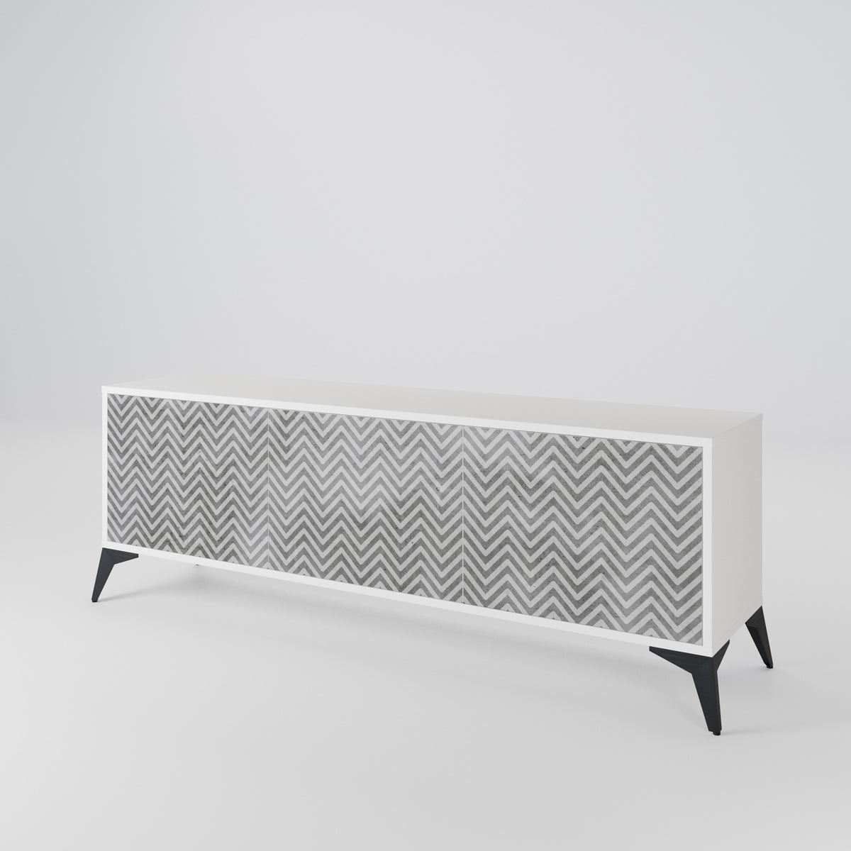 CONCRETE ZIG ZAG Třídveřový TV stolek