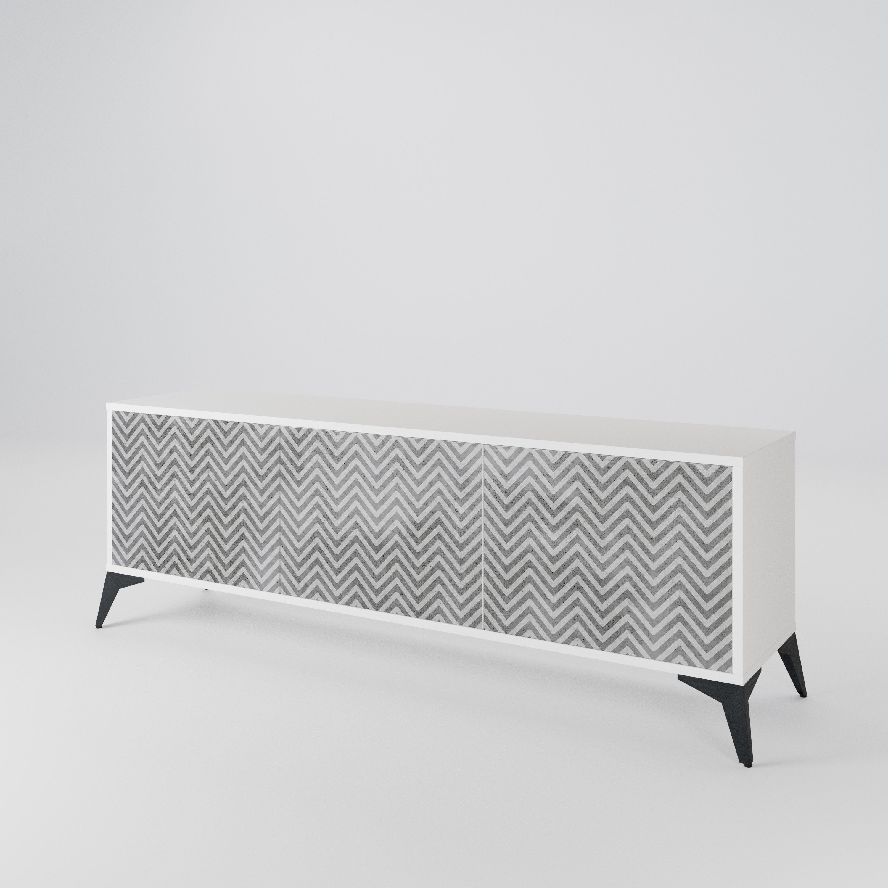 CONCRETE ZIG ZAG Třídveřový TV stolek
