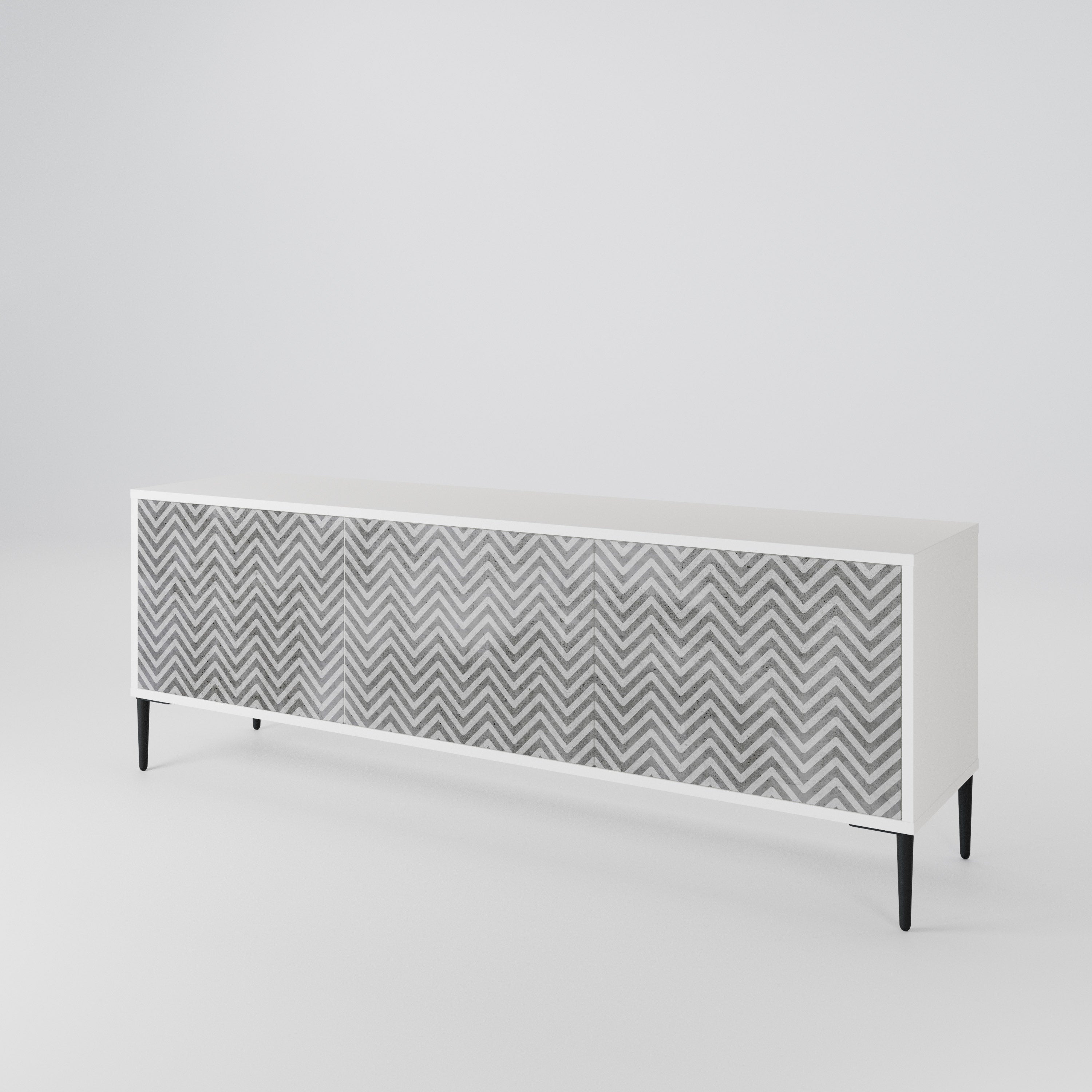 CONCRETE ZIG ZAG Třídveřový TV stolek