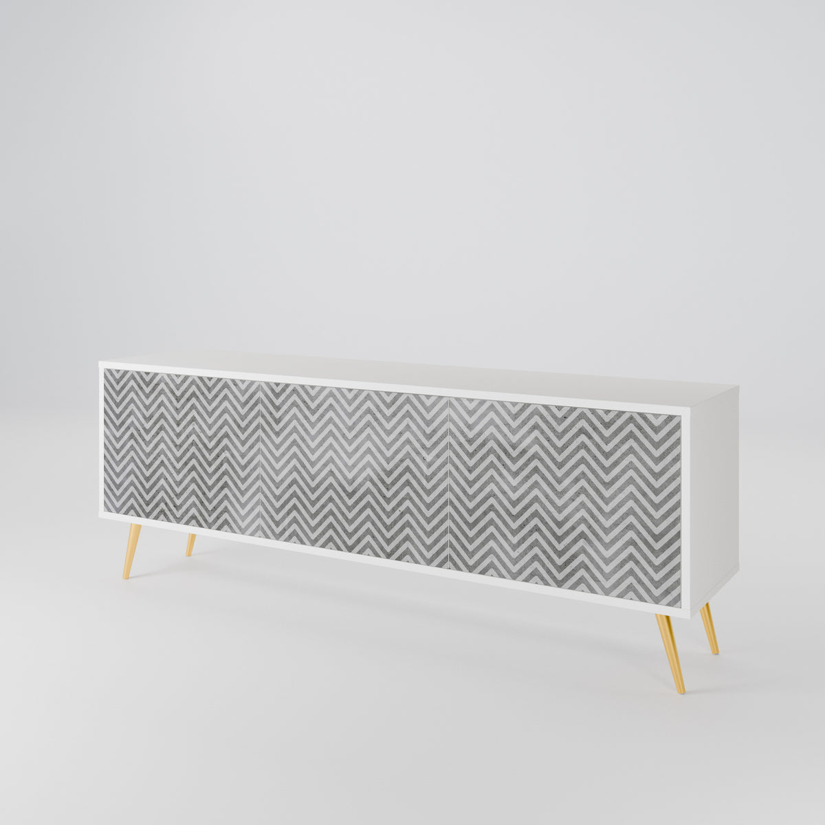 CONCRETE ZIG ZAG Třídveřový TV stolek
